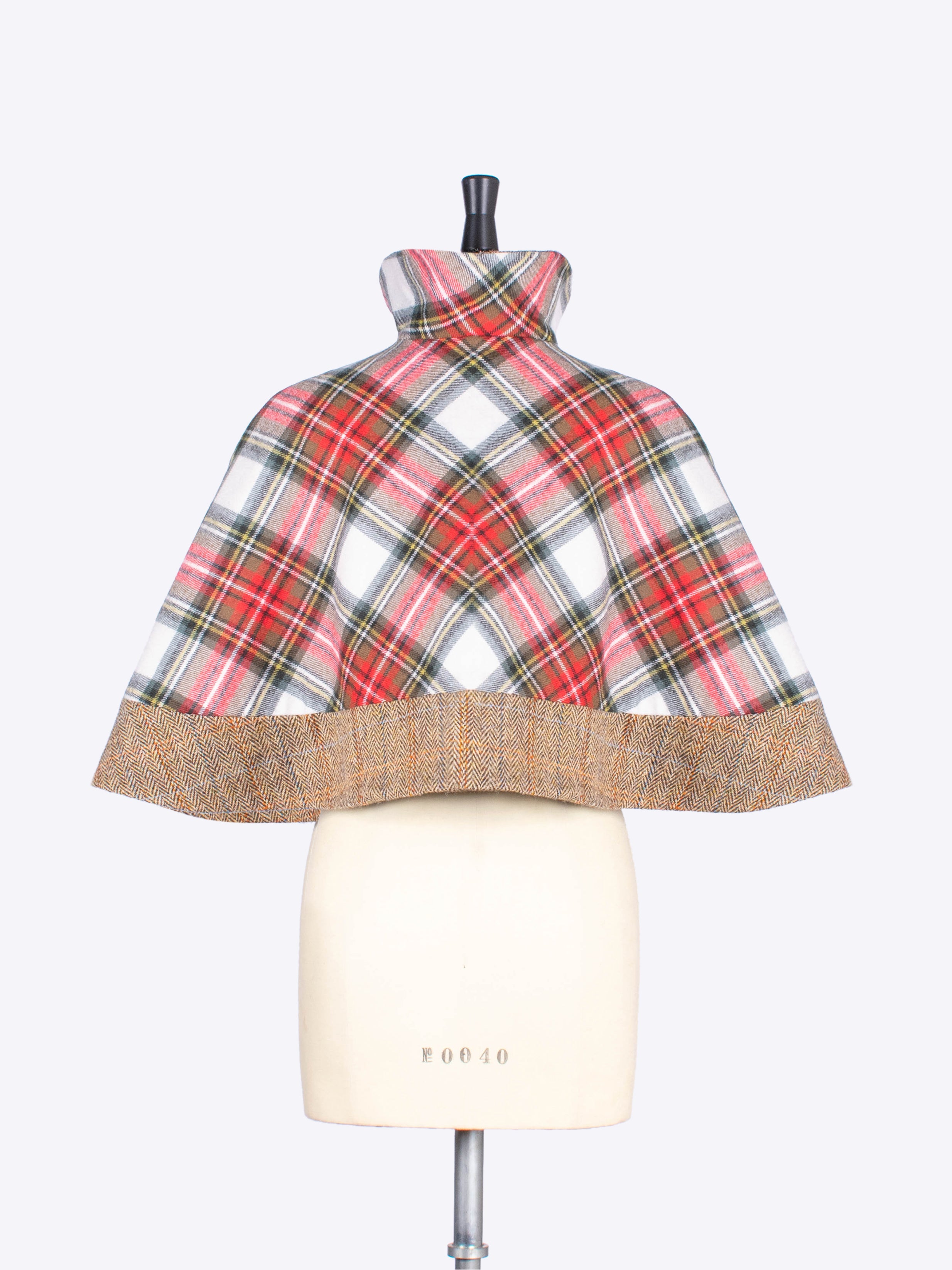Limited Edition White Scottish Tartan Capelet with Harris Tweed - Elegant Winter Shawl for Women, Perfect for Holiday Parties & Formal Events