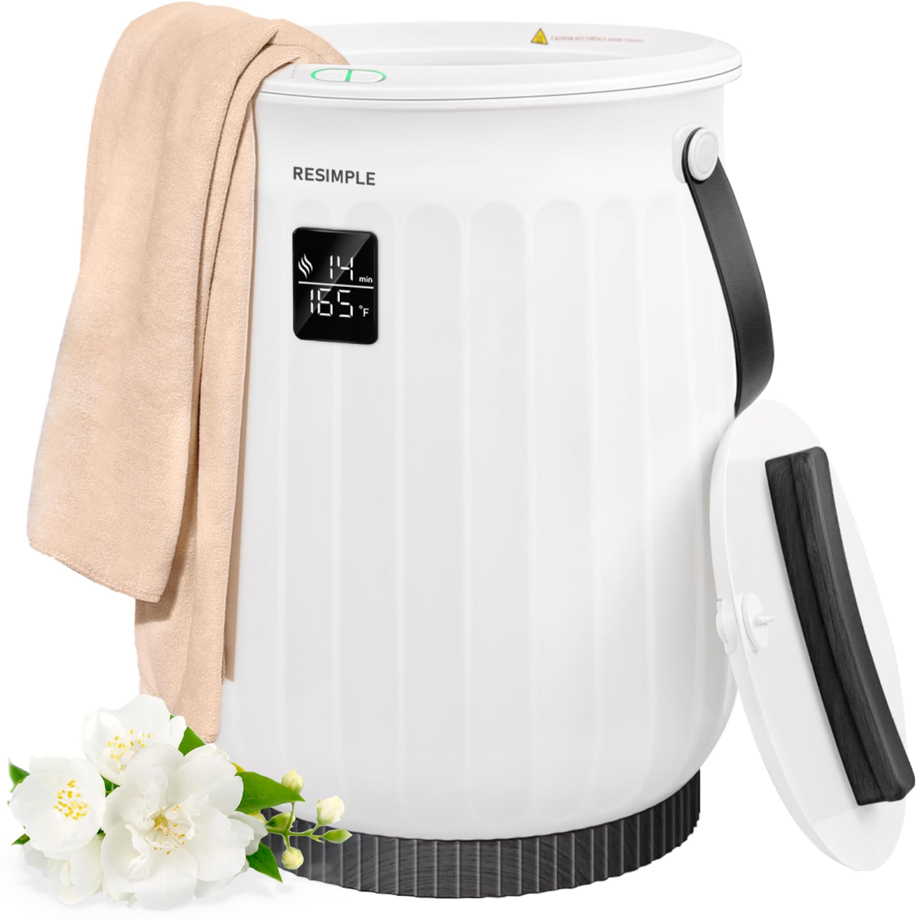 Premium 20L Large Capacity Towel Warmer for Bathroom & Spa - Luxury Bucket Heater with Safety Lock, 5 Aroma Discs & Auto Shut Off - Fits Two 40