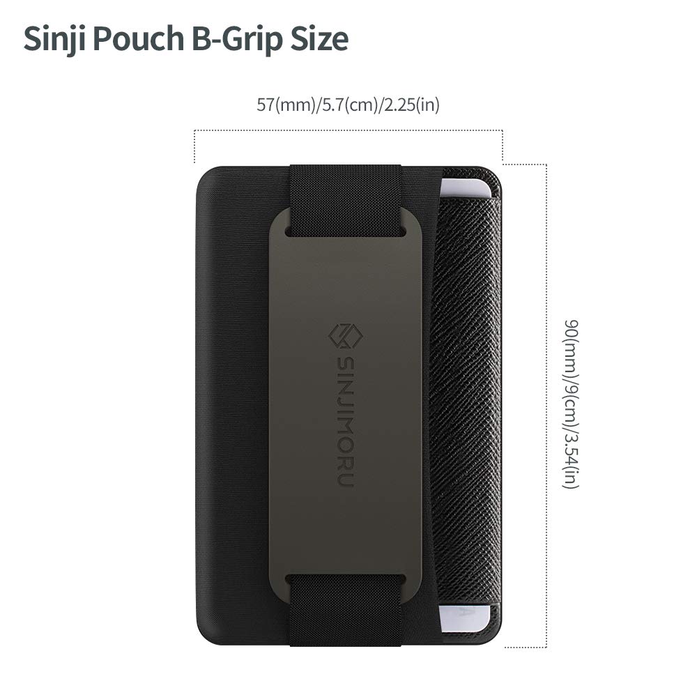 Sinjimoru Phone Grip Card Holder with Stand - Sticky Wallet for iPhone 14/13/12/11 Pro Max, Secure Kickstand for Table - Olive Grey Silicone B-Grip Pouch - Perfect for Work, Travel & Daily Use