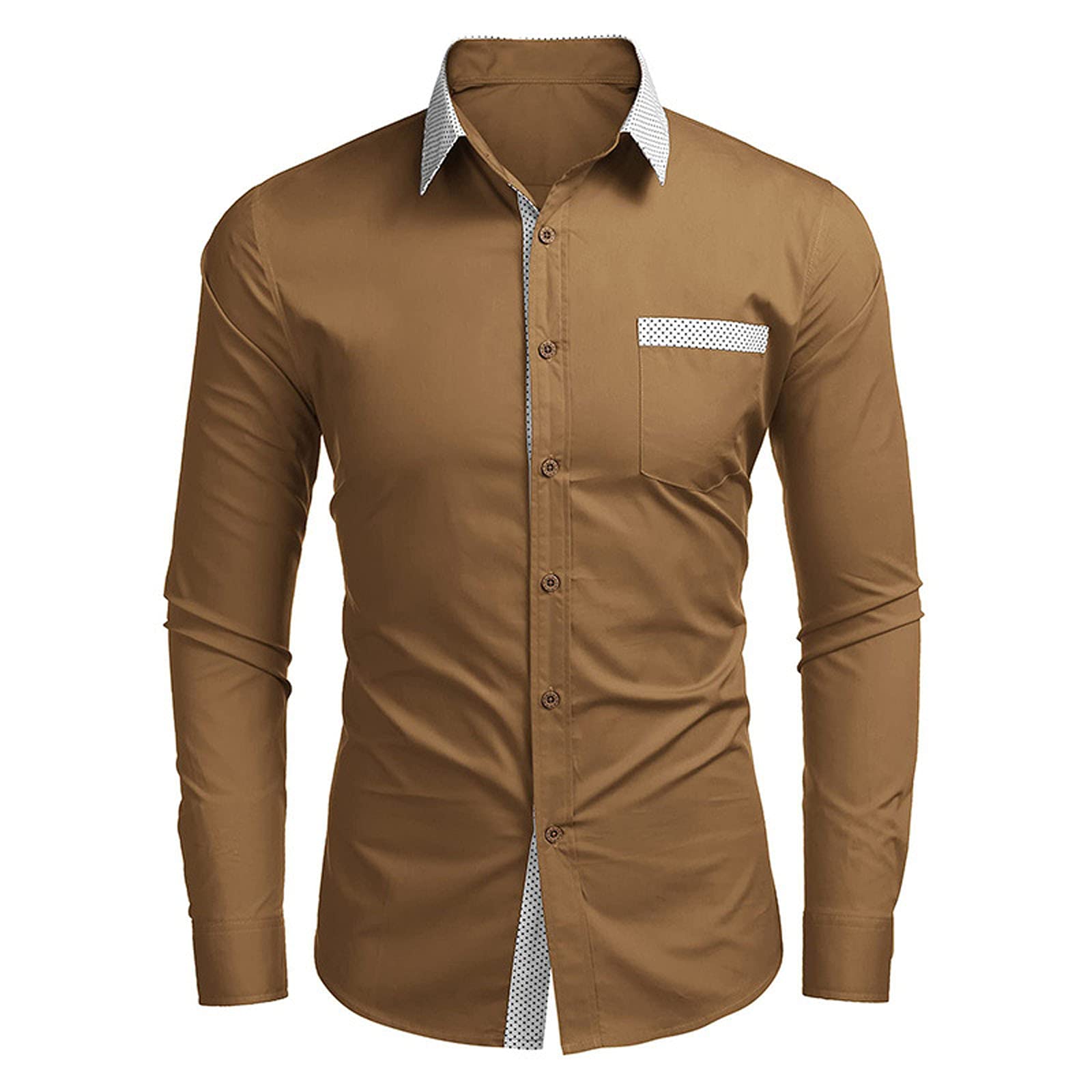 Men's Casual Business Dress Shirt - Button Down Long Sleeve Work Shirt with Lapel Collar | Regular Fit Office Wear for Professional & Smart Casual Occasions