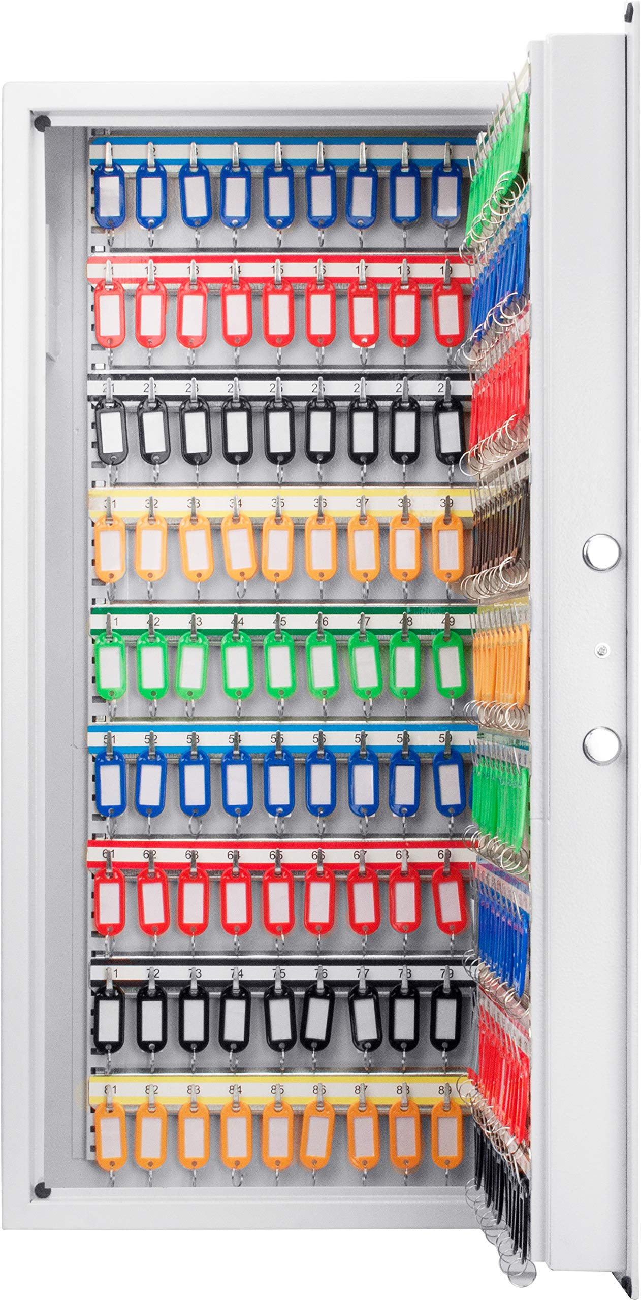 Secure Steel 180-Key Storage Cabinet with Electronic Keypad Lock - Heavy Duty Key Organizer for Home, Office & Commercial Use | White