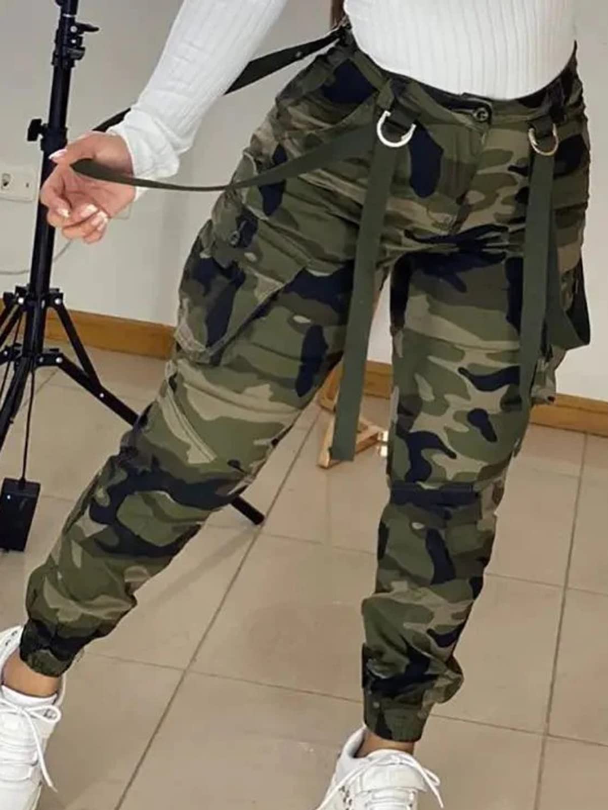 **Seltaon Women's Casual Camo Cargo Pants - Army Fatigue Jogger Sweatpants for Fall, Plus Size & Comfortable | Perfect for Outdoor Hiking, Streetwear & Casual Wear**