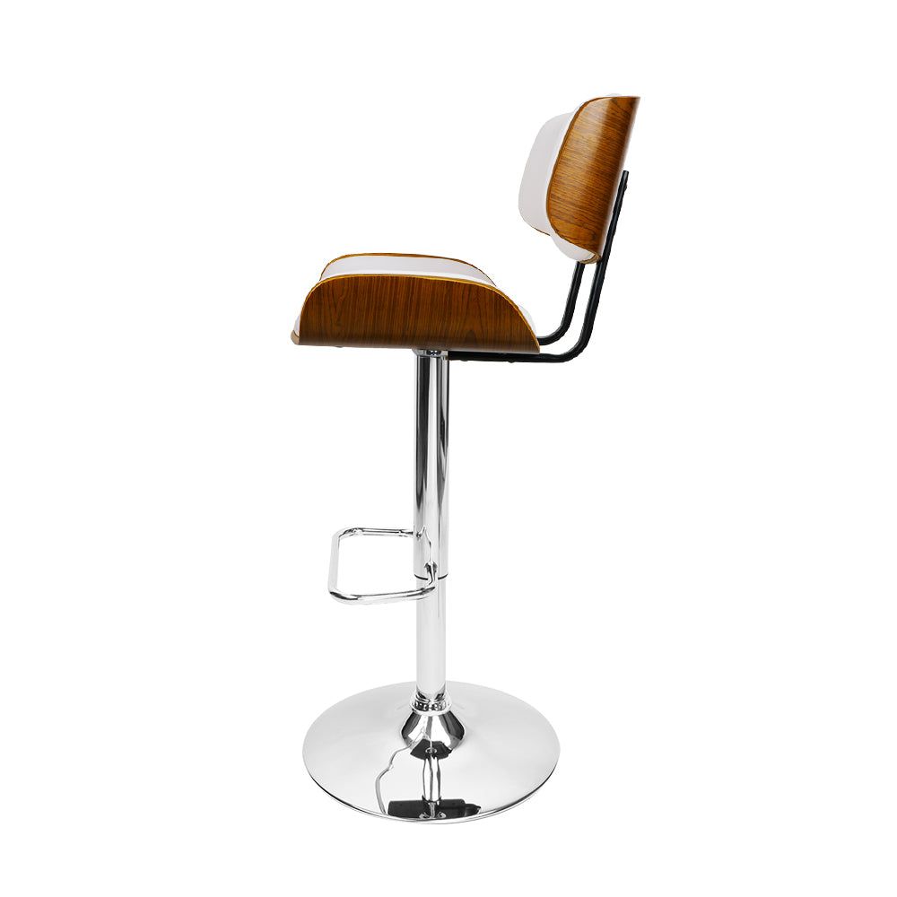 Adjustable Height Bar Stools with Gas Lift Mechanism - Premium White Leather Counter Stools for Kitchen Island, Dining Room & Home Bar