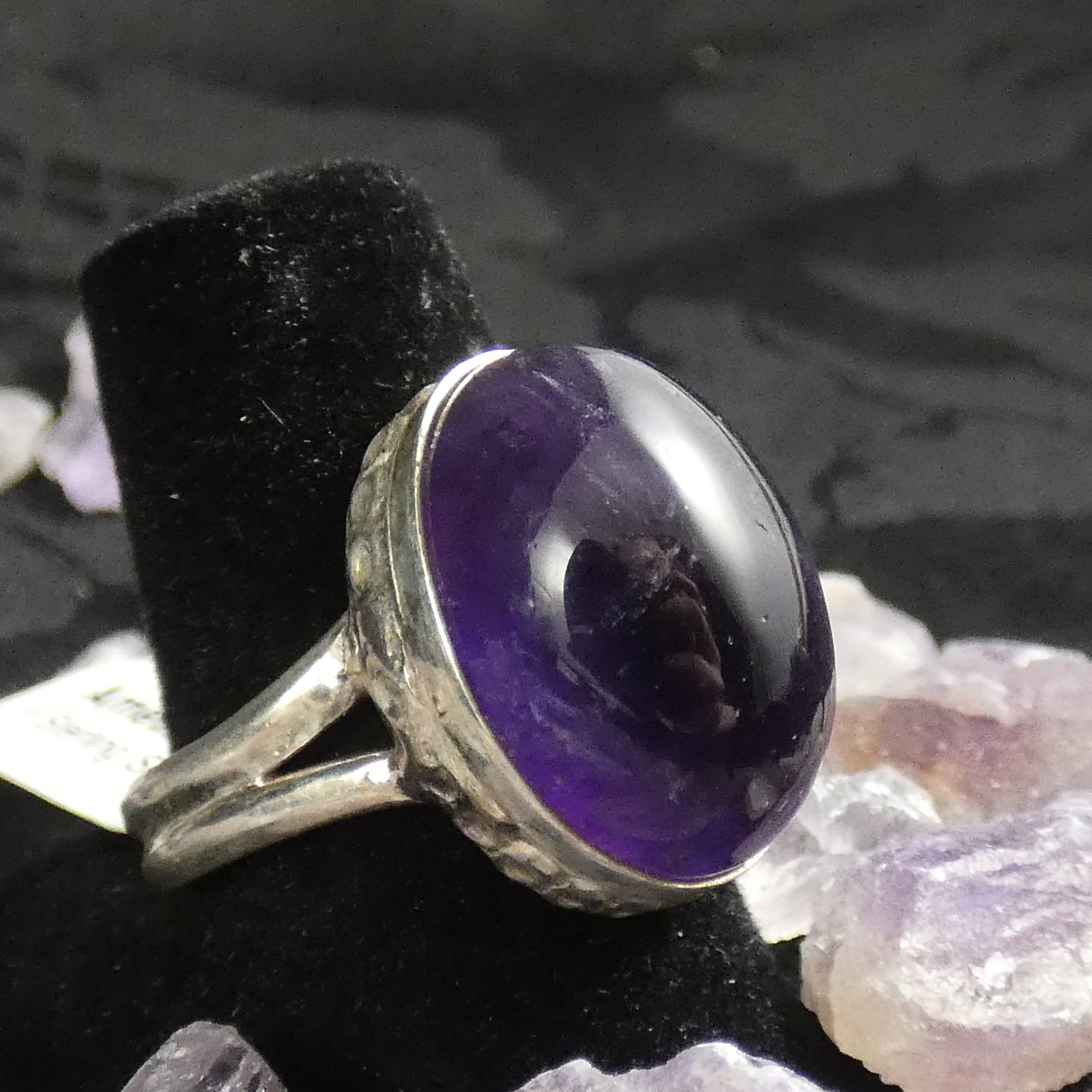 Amethyst Sterling Silver Ring for Women - Size 8.5 - Elegant Purple Gemstone Jewelry for Everyday Wear & Special Occasions