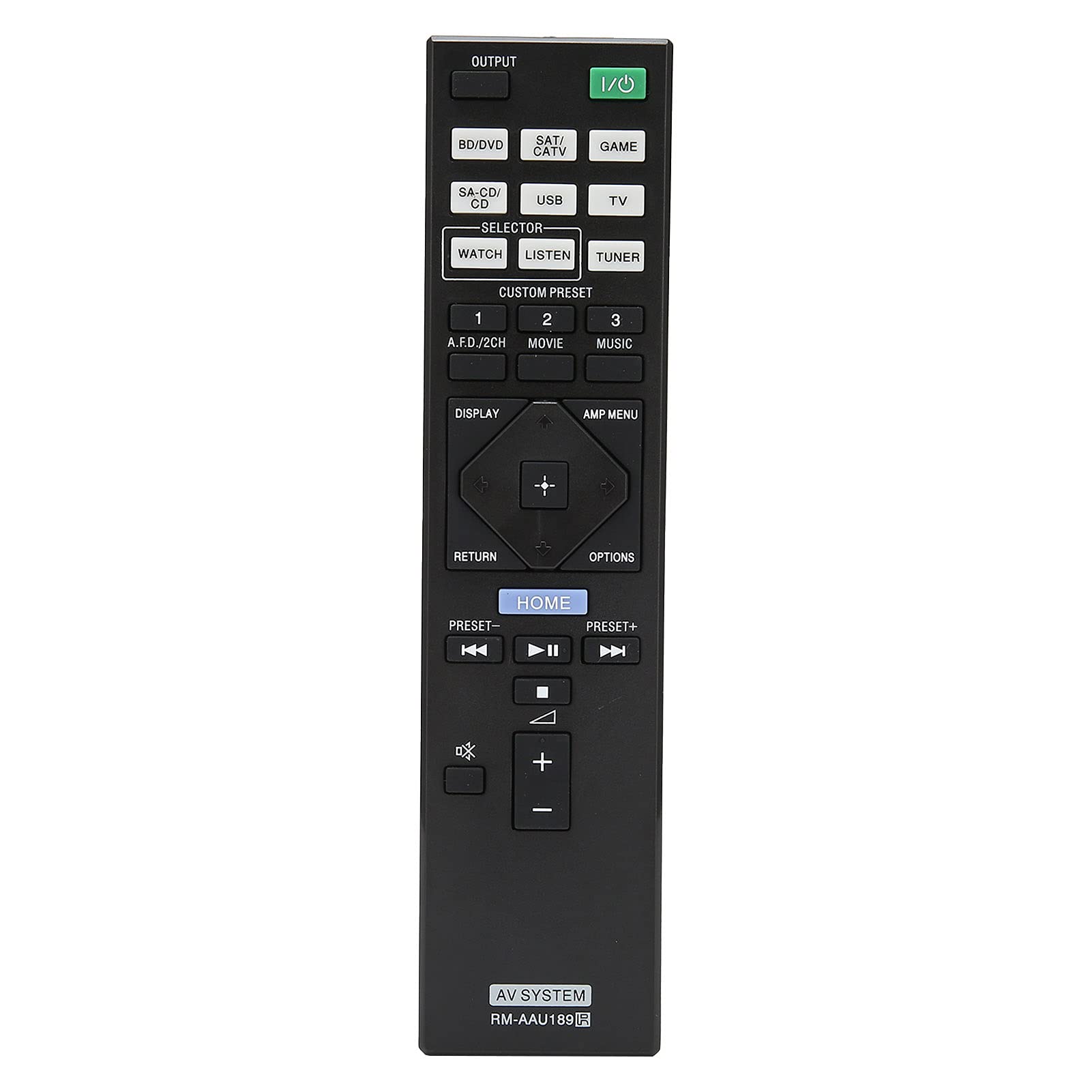 Universal Replacement Remote Control for Sony AV HT-DDW3500 STR-DH830 STR-DN850 STR-DH750 HT-SS380 STR-KS380 STR-KS470 STR-DH710 STR-DH520 - Black RM-AAU189 - Perfect for Home Theater & Entertainment Systems