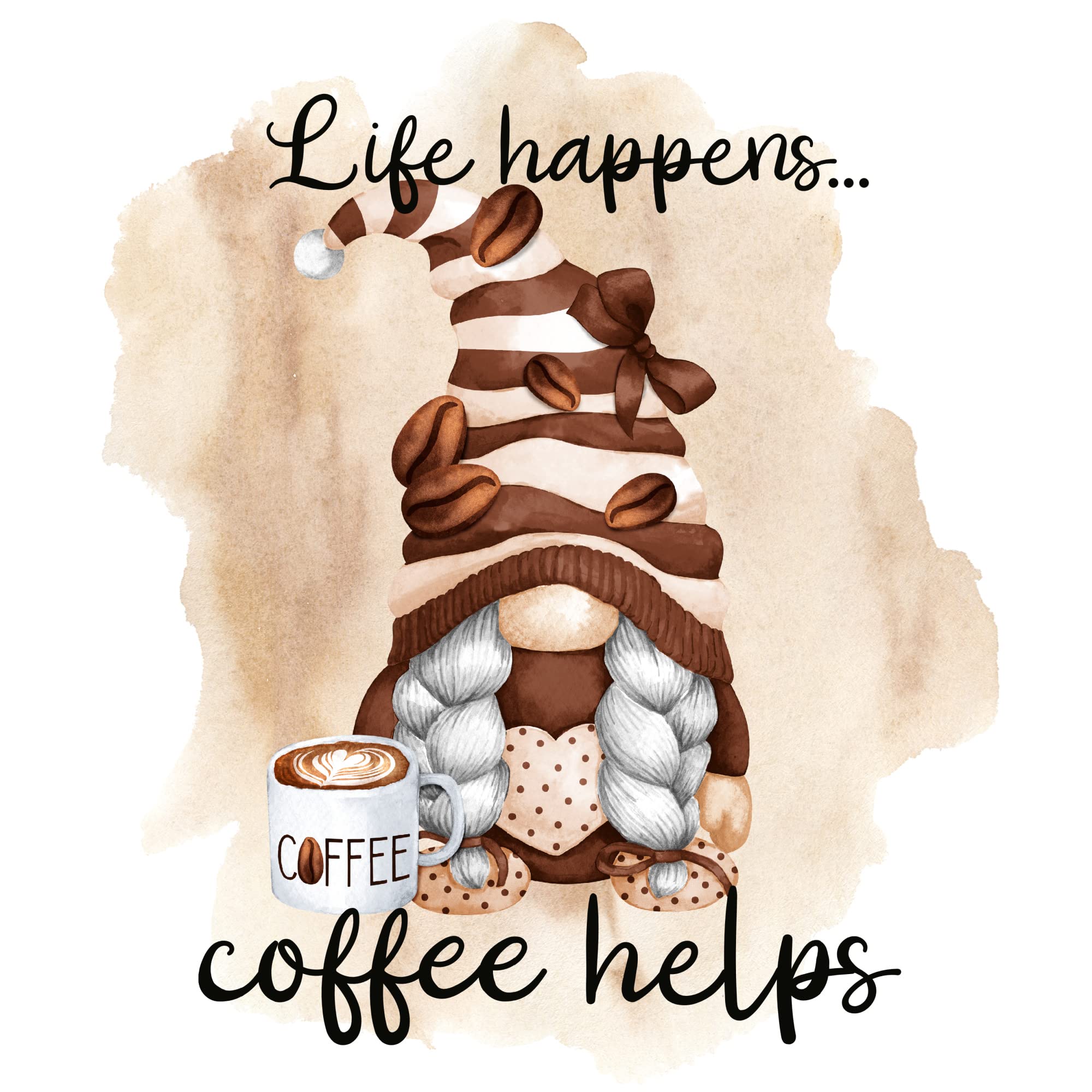 Coffee Gnome Sublimation Transfer - Ready to Press Heat Transfer for T-Shirts & Mugs (10 Pack) - Perfect for Coffee Lovers & Funny Gift Ideas