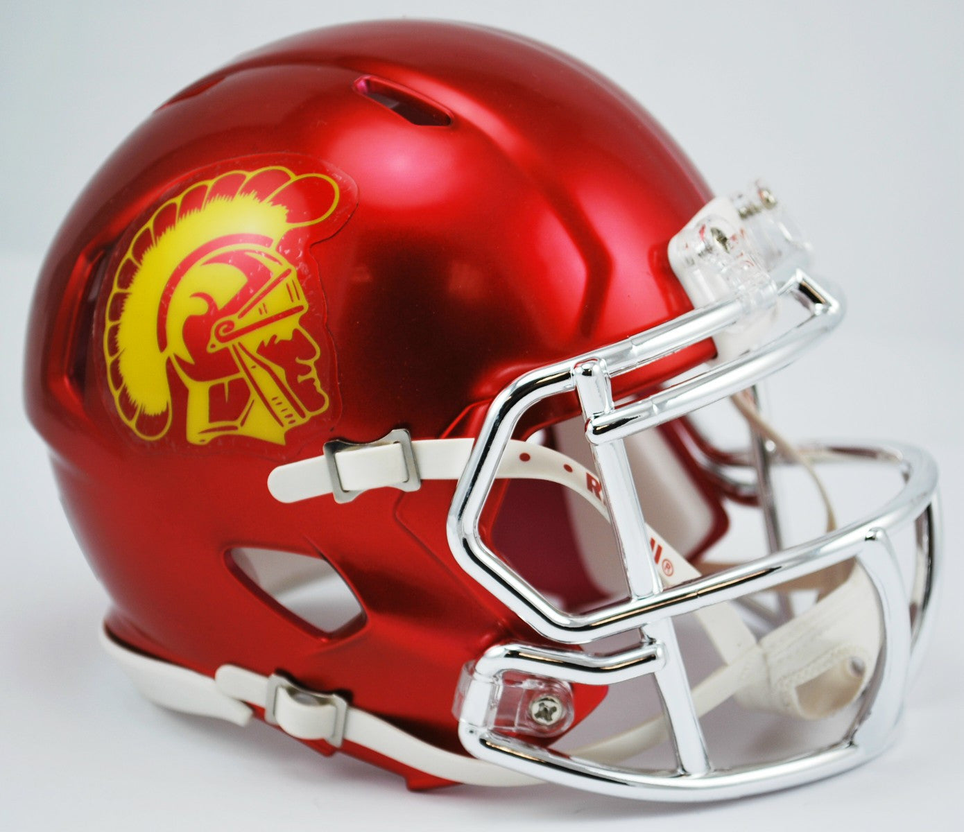 USC Trojans Chrome Riddell Speed Mini Football Helmet - Collectible NCAA Replica for Fans, Display & Sports Memorabilia - Perfect for Game Day Decor, Man Cave, or Gift for Football Enthusiasts