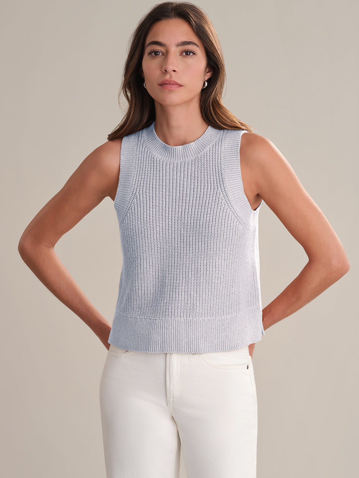 Demi High Crewneck Cotton Tank Top for Women - Soft Breathable Casual Sleeveless Shirt - Perfect for Yoga, Gym, Summer Outfits & Layering