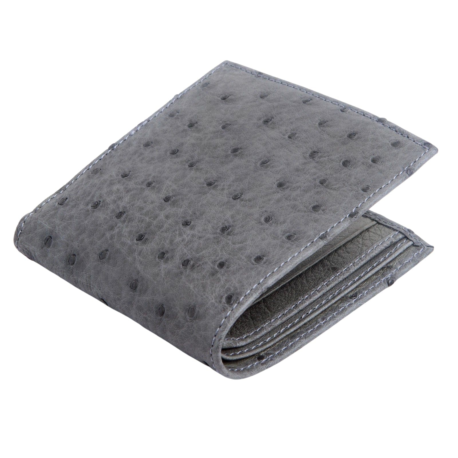 Genuine Ostrich Skin Leather Wallet for Men - Premium Grey Luxury Bifold Wallet - Perfect for Everyday Use, Business & Travel