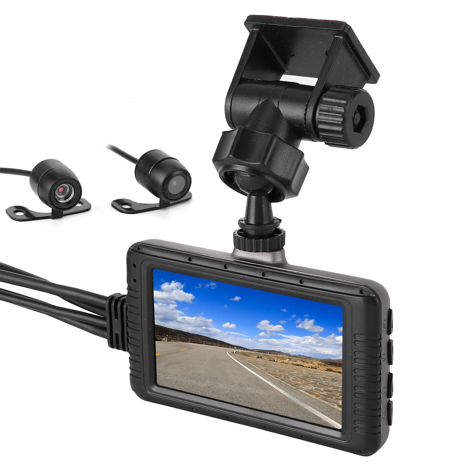 Motorcycle DVR Camera 1080P Dual Lens - Front & Rear Loop Recording for Sportbikes & Cruisers | Waterproof Motorbike Dash Cam for Road Trips & Commuting