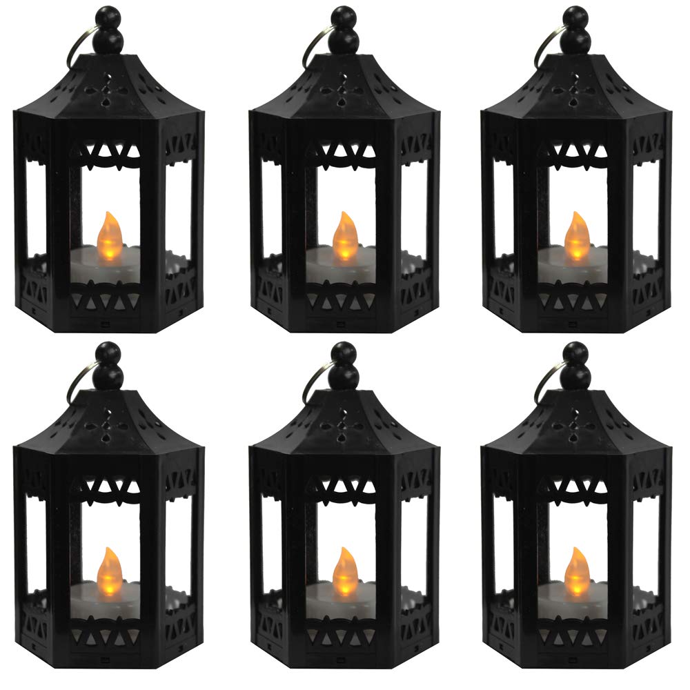 Vela Lanterns - Decorative Mini LED Candle Lanterns with Flickering Tea Lights (Batteries Included) - Black Set of 108 - Perfect for Wedding Centerpieces, Home Decor & Outdoor Parties