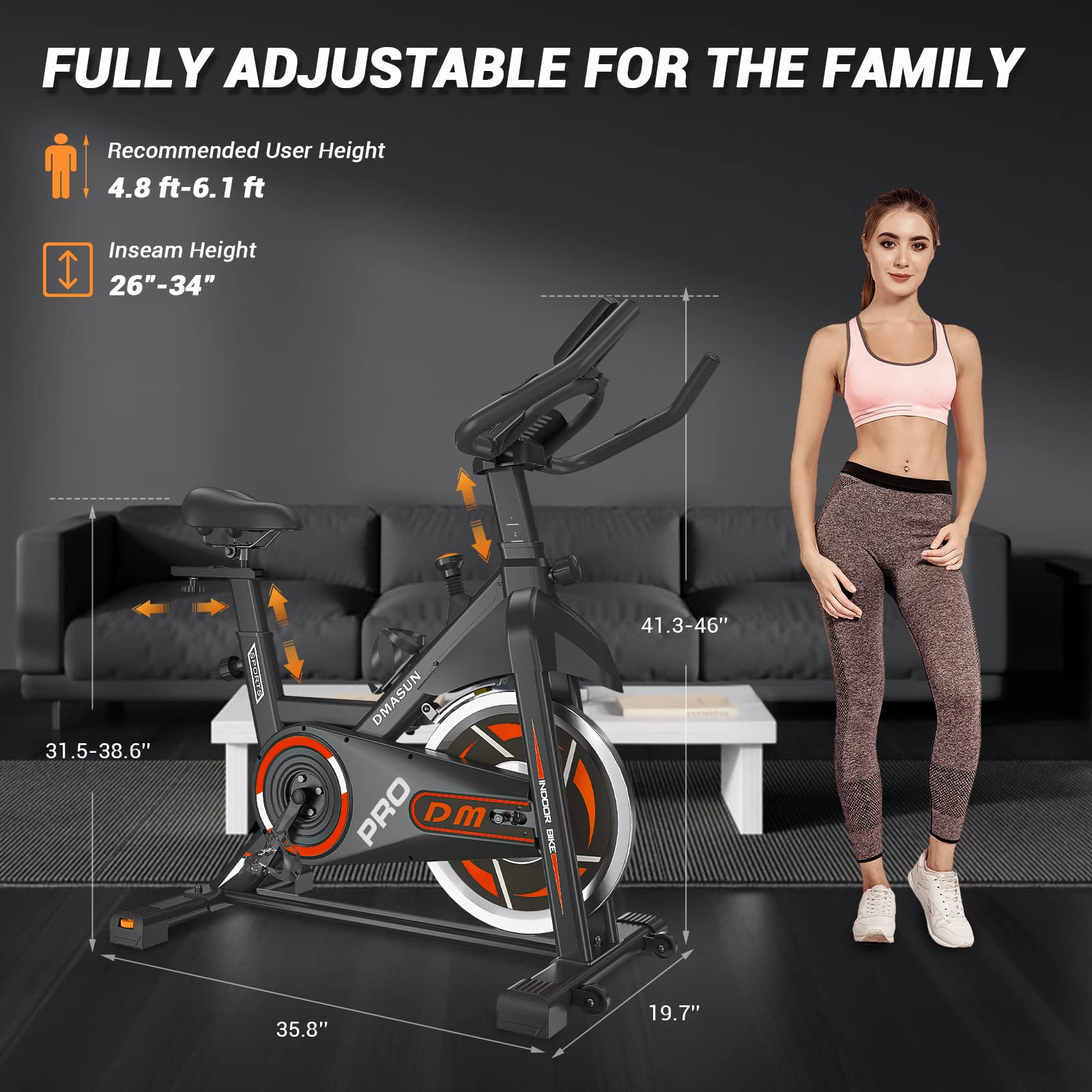 DMASUN Indoor Cycling Exercise Bike with Comfortable Seat Cushion & Digital Pulse Display - Perfect for Home Gym Cardio Workouts and Fitness Training