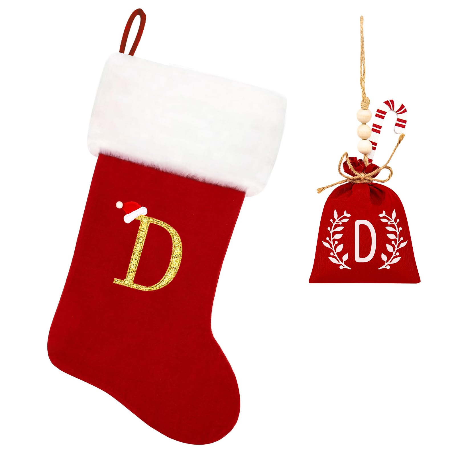 20 Inch Red Velvet Christmas Stockings with White Plush Cuff - Personalized Embroidered Monogram Holiday Stockings for Fireplace & Tree Decor - Soft Xmas Stocking for Family Gift Exchange & Festive Home Decor