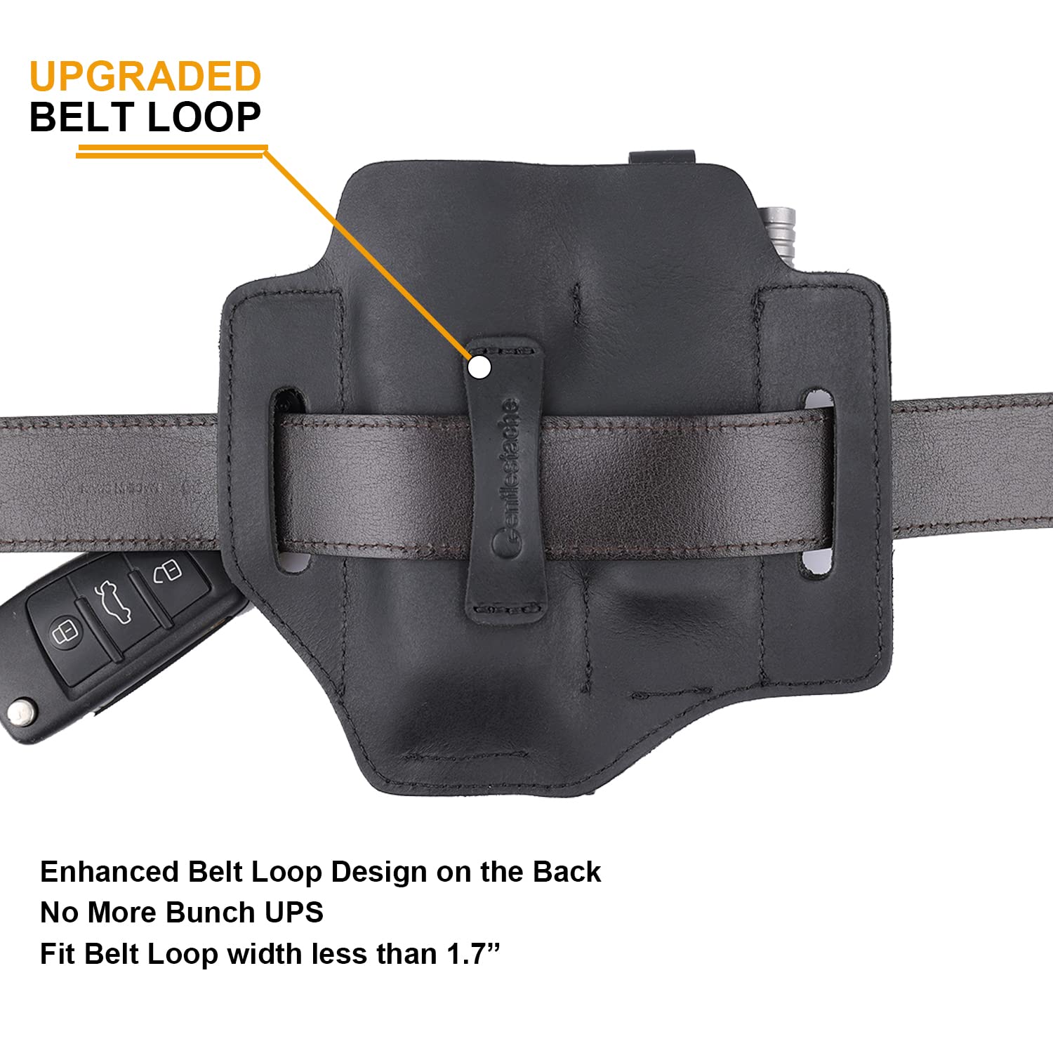 Gentlestache Multitool Belt Sheath - Premium EDC Leather Belt Organizer with Multitool Pouch, Flashlight & Pen Holder, Keychain Clip - Practical Everyday Carry Accessory for Men - Perfect for Hiking, Camping & Outdoor Adventures