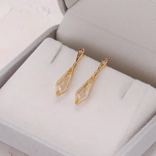 Natural Clear Quartz Dangle Earrings - Teardrop Crystal Stud Earrings for Women | Healing Stone Jewelry, Boho Chic Accessories for Everyday Wear & Special Occasions
