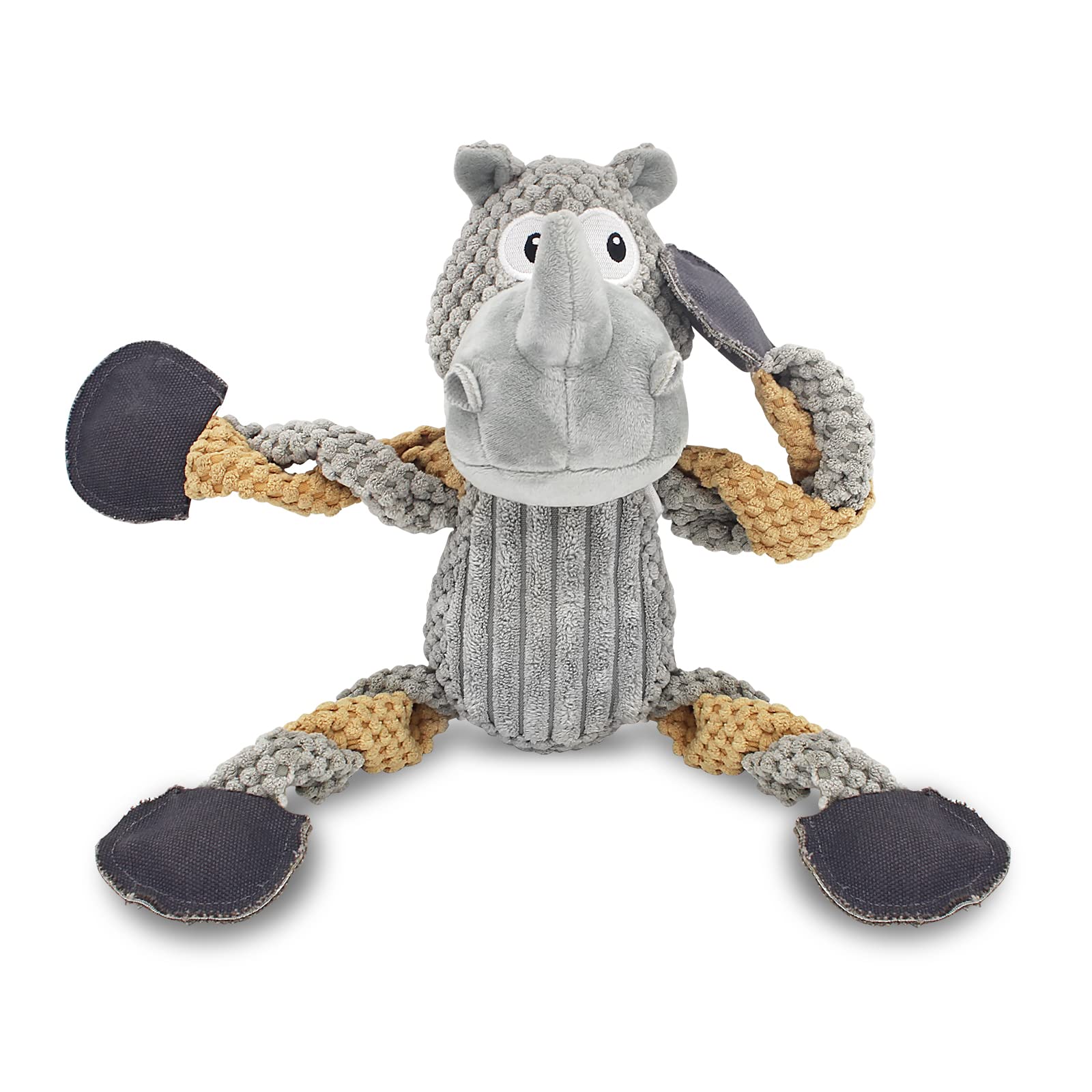 Durable Squeaky Plush Dog Chew Toys for Aggressive Chewers - Large, Medium & Small Dogs - Tough Puppy Chewing Toy for Teething & Playtime (Grey) | Perfect for Indoor Play, Training Rewards & Anxiety Relief