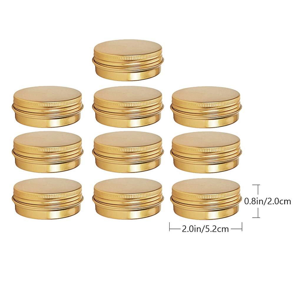 DOITOOL 10-Piece Gold Threaded Aluminum Round Candy Storage Tins with Lids - Airtight Containers for Sweets, Tea, Creams & Travel Essentials - Perfect for Home, Office & Gifts