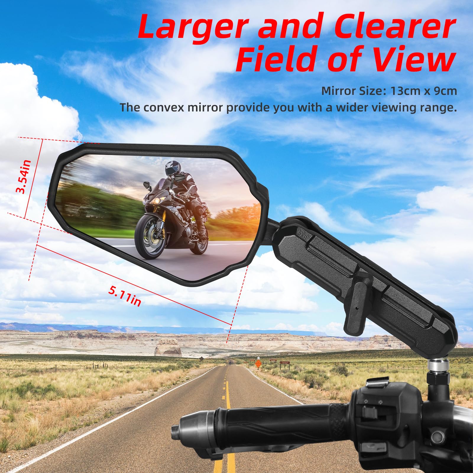 Adjustable Motorcycle Mirrors 7/8