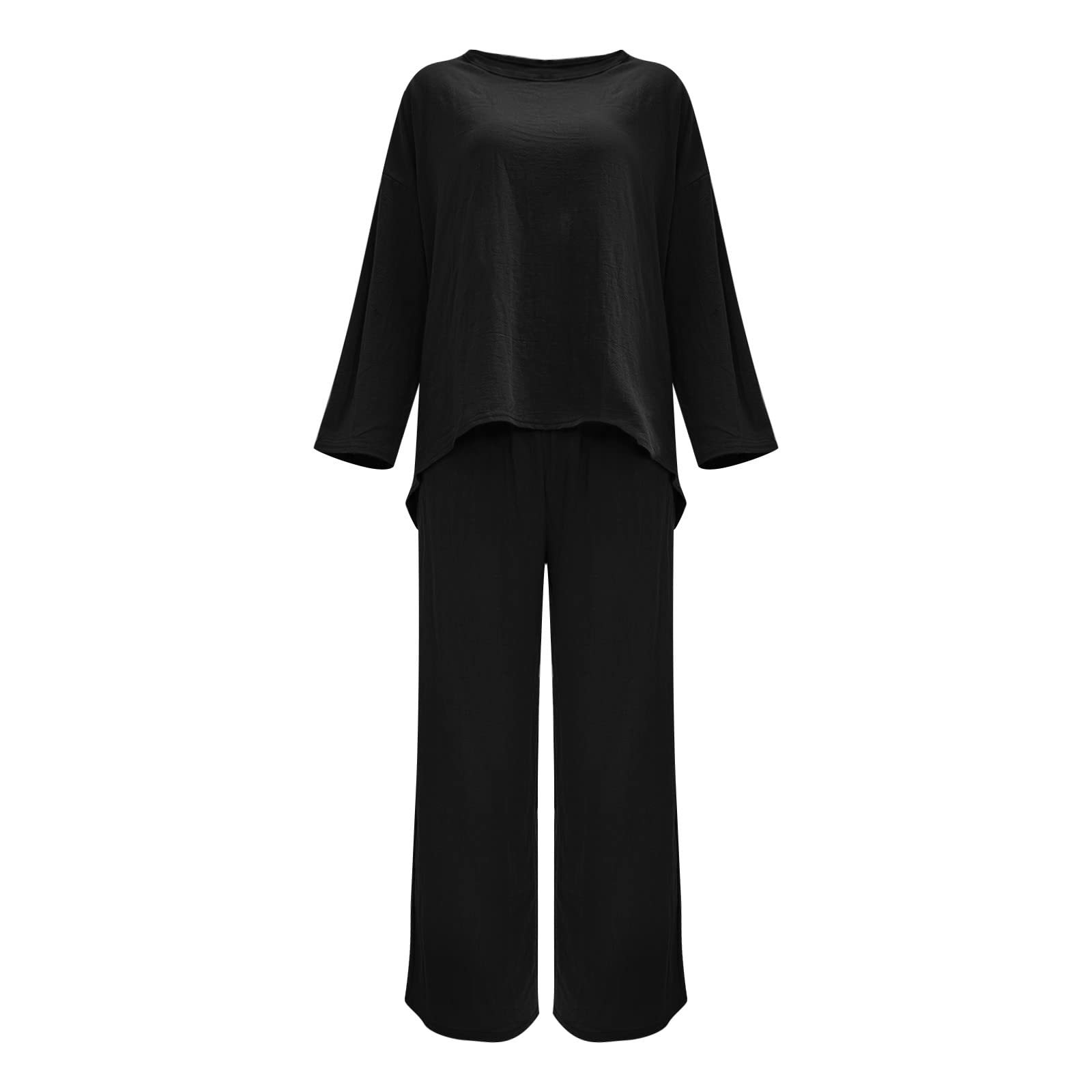 Women's Two Piece Outfits - Activewear & Dressy Plus Size 2-Piece Sets with Long Sleeves | Perfect for Festivals, Workouts & Casual Wear | Black