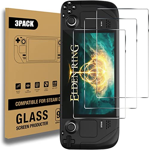 [3 Pack] Steam Deck Tempered Glass Screen Protector - HD Clear, Anti-Scratch, Bubble-Free Protection for Steam Deck Gaming Console - Perfect for Travel, Gaming Sessions & Everyday Use