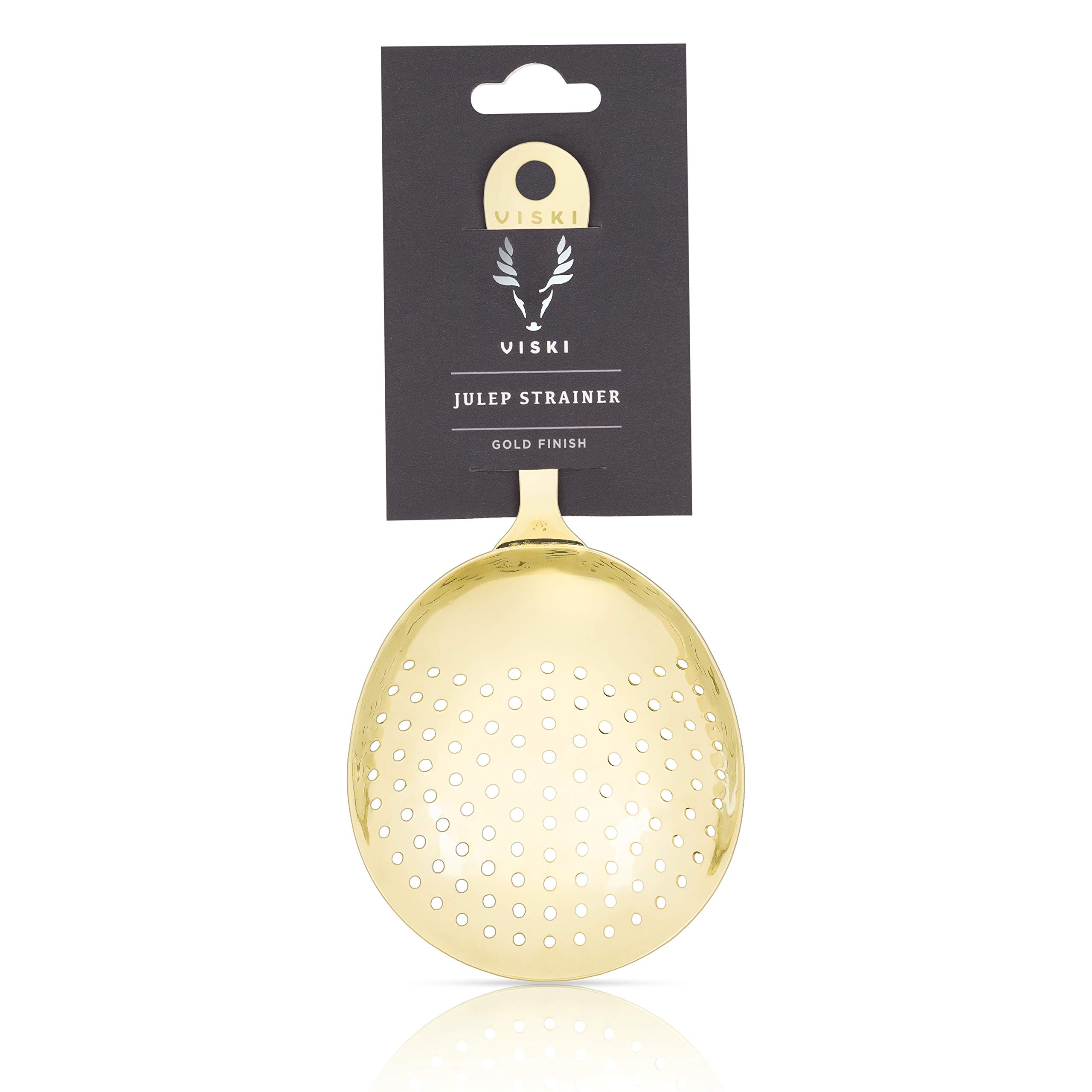 Viski 4876 Belmont Gold Julep Strainer - Pack of 12 | Premium Cocktail Bar Accessories for Mint Juleps & Classic Cocktails