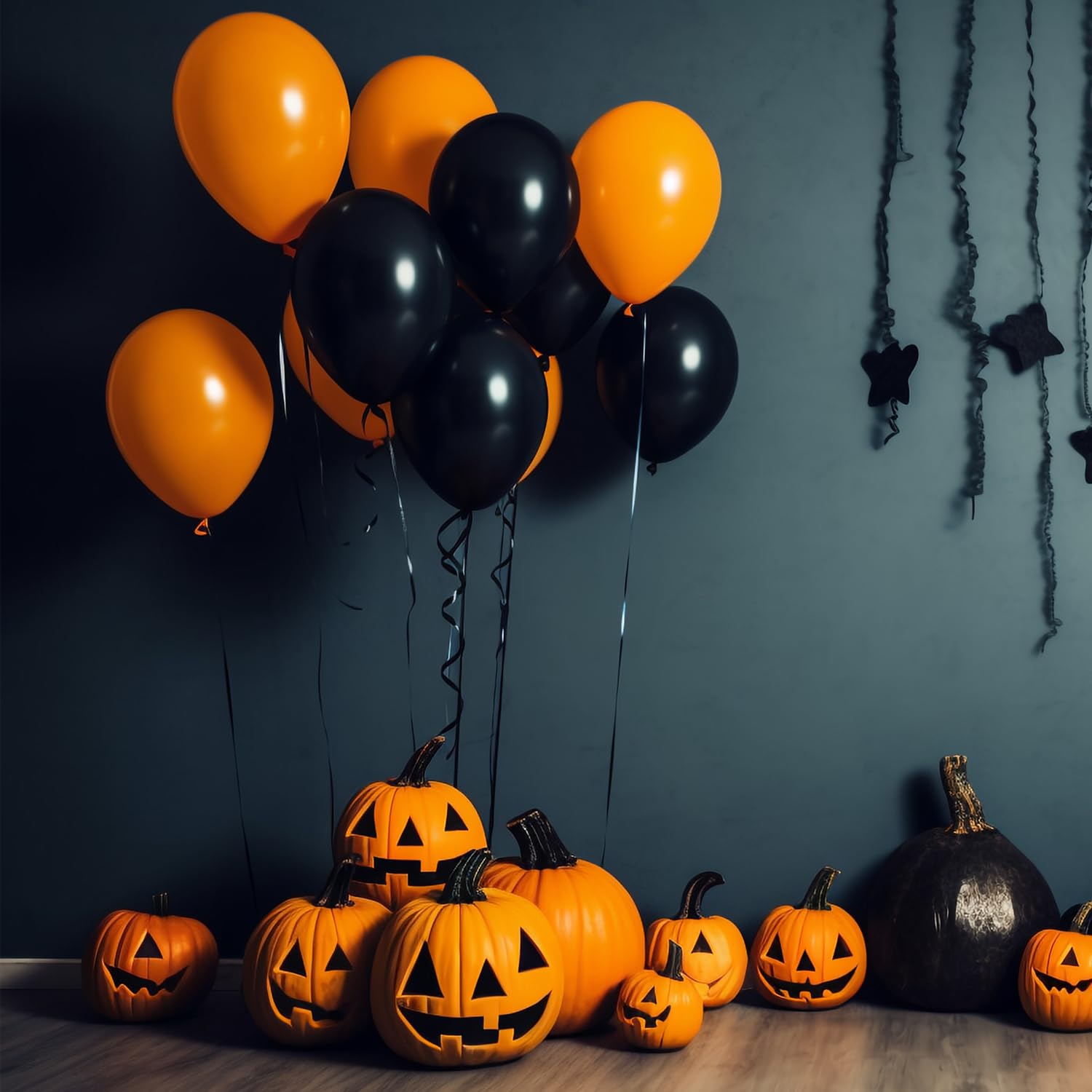 100PCS 12 Inch Black Latex Balloons for Party Decorations - Valentine's Day, Birthday, Wedding, Anniversary, Baby Shower & Halloween - Includes Black Ribbons for Balloon Arches and Ceiling Displays