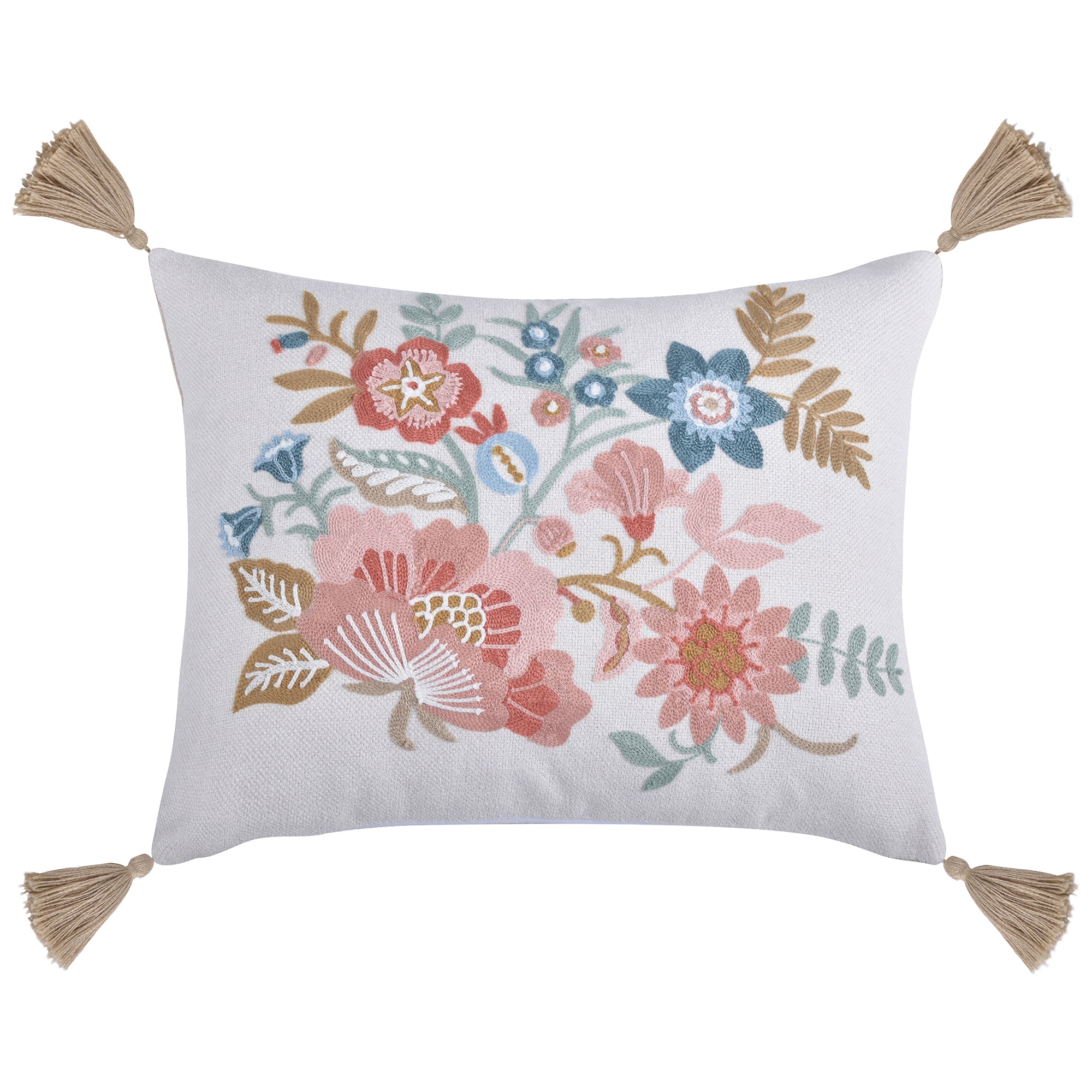 Lottie Floral Decorative Throw Pillow Cover - Soft Cotton Home Decor for Couch, Bed, Sofa - Perfect for Living Room, Bedroom & Nursery Accents