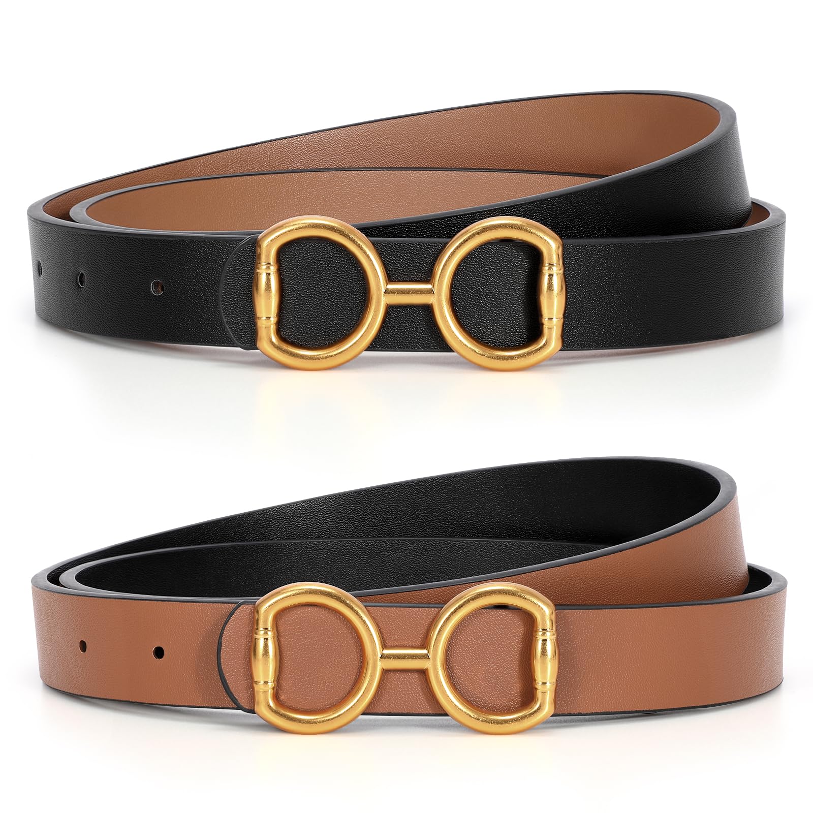 Reversible Genuine Leather Belt for Women - Stylish Adjustable Waist Belt for Jeans, Pants & Dresses (0.9