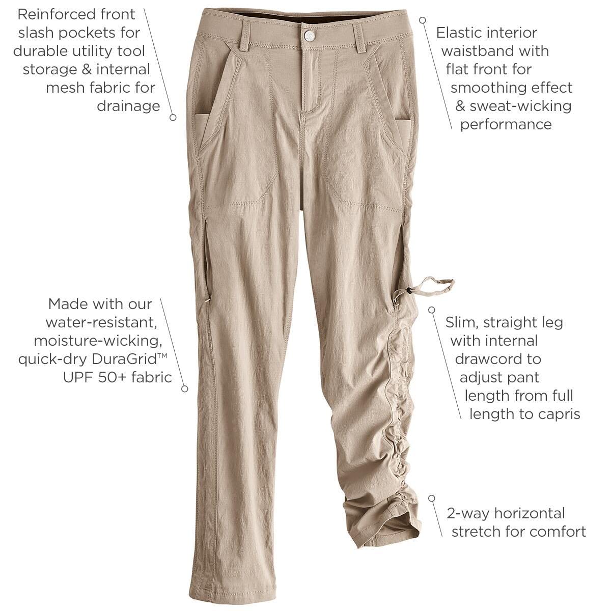 Coolibar UPF 50+ Women's Sun Protective Fishing Pants - Lightweight Quick-Dry Outdoor Hiking & Beachwear