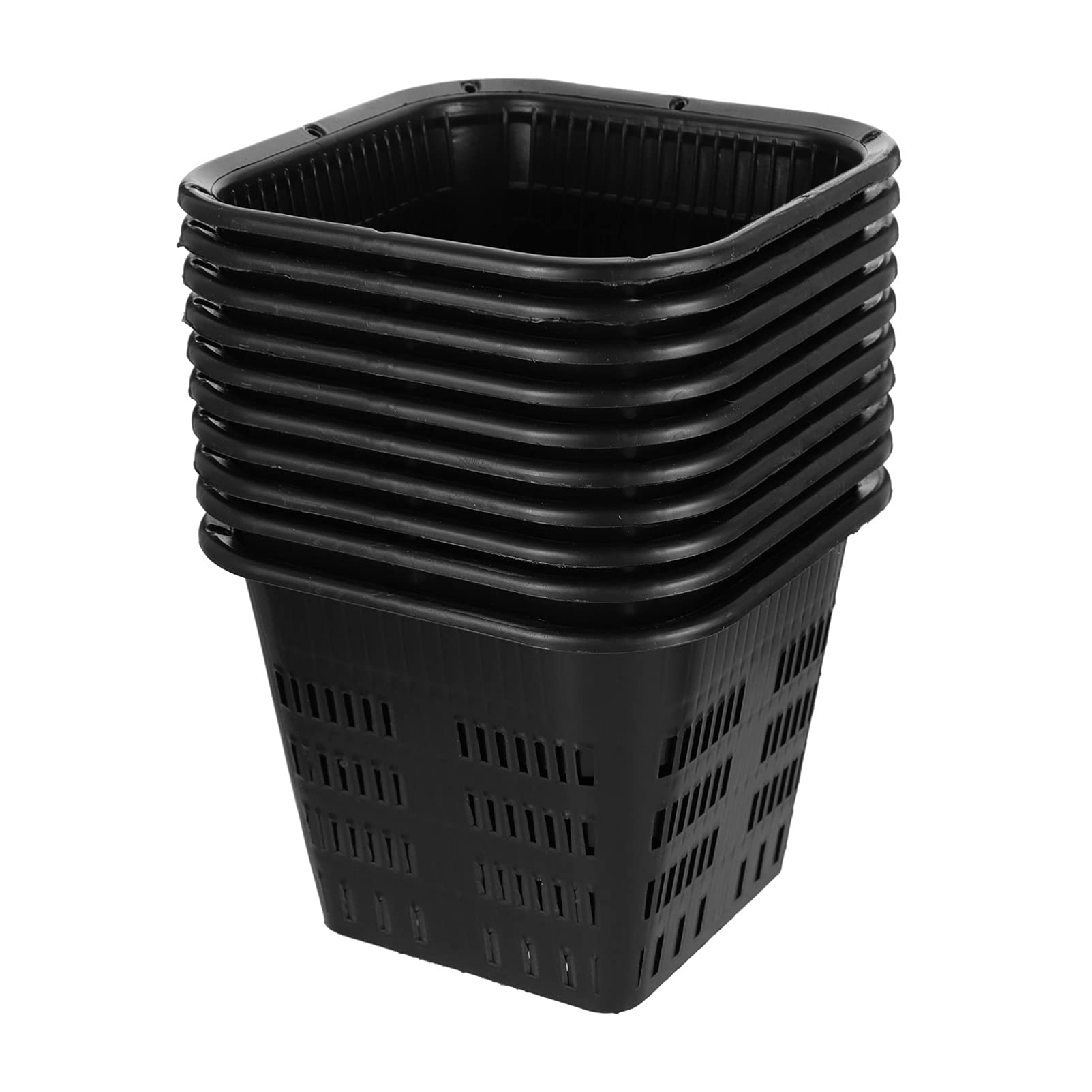 Hemoton 10-Pack Square Plastic Nursery Pots with Holes - Breathable Slotted Hydroponic Planter for Orchids, Succulents & Fleshy Plants (Black) - Ideal for Indoor Gardening, Home Decor & Plant Propagation