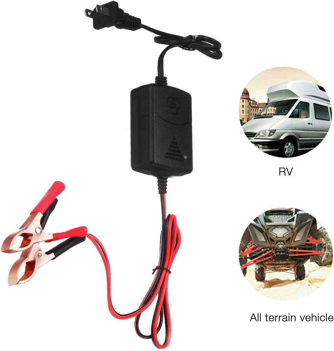 12V 1A Car Battery Charger & Maintainer - Trickle Charger for Cars, Trucks, SUVs, RVs, Boats, Motorcycles, ATVs & Riding Mowers (1 Pack) - Perfect for Winter Storage & Long-Term Vehicle Maintenance