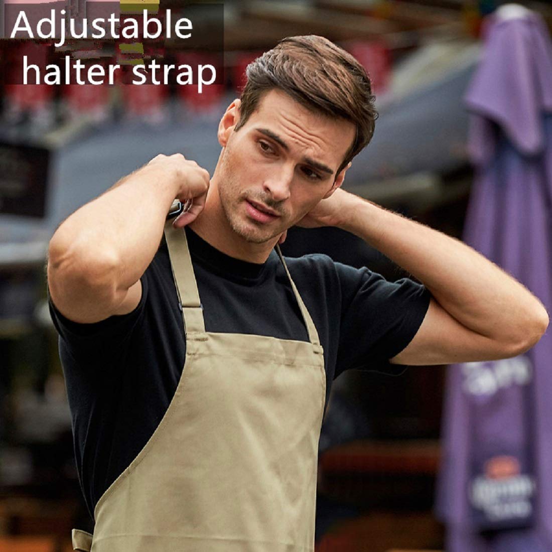 Premium Unisex Chef Apron with Pockets - Navy Blue Kitchen Cooking Apron for Professional Chefs & Home Cooks - Perfect for BBQ, Baking, Grilling & Culinary Classes