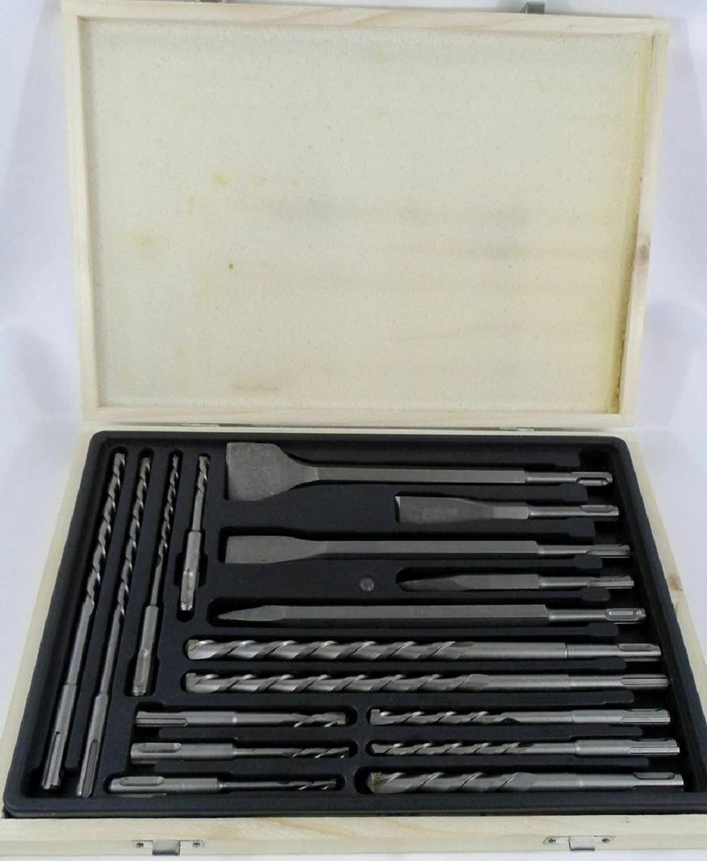 17-Piece SDS Plus Rotary Hammer Drill Bit and Chisel Set - Heavy Duty Masonry Concrete Drilling Tools for Construction, Renovation & DIY Projects