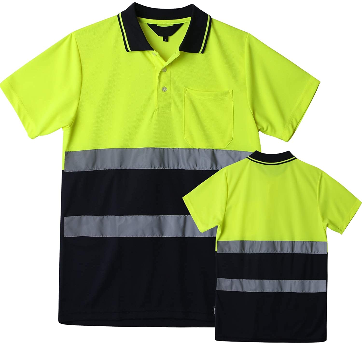 High Visibility Reflective Short Sleeve Polo Shirt with Pocket - Perfect for Cycling, Running & Night Safety Workwear
