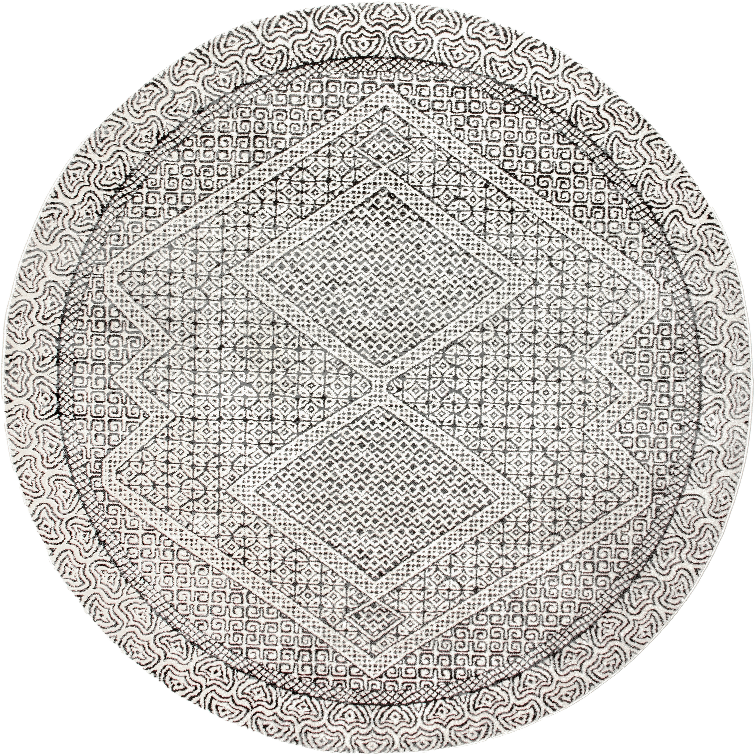 Diamond Mosaic Rug - Grey Handmade Area Rug for Living Room, Bedroom, Dining Room - Non-Slip Soft Floor Mat for Home Decor