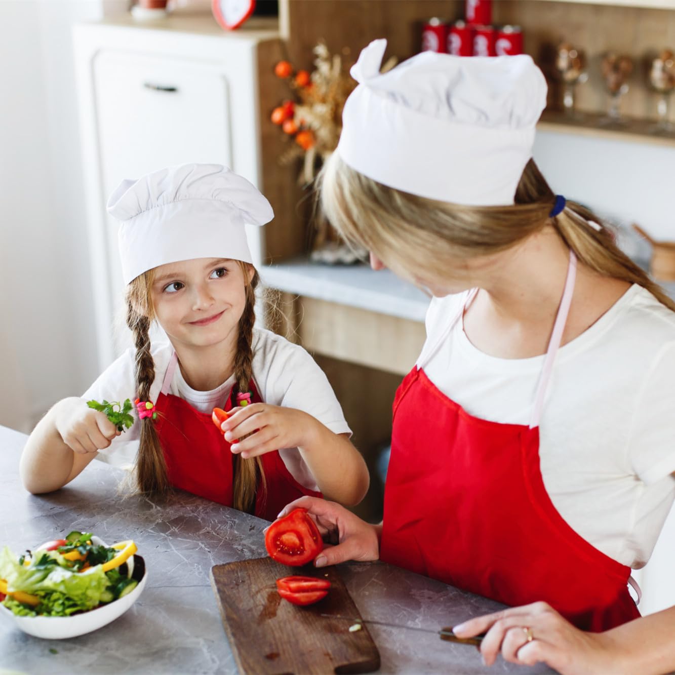 TopTie Adjustable Chef Hat for Kids & Adults - 100% Cotton Elastic Kitchen Cooking Baking Hat for Professional Chefs & Home Cooks | Perfect for Restaurants, Culinary Classes & Baking Parties
