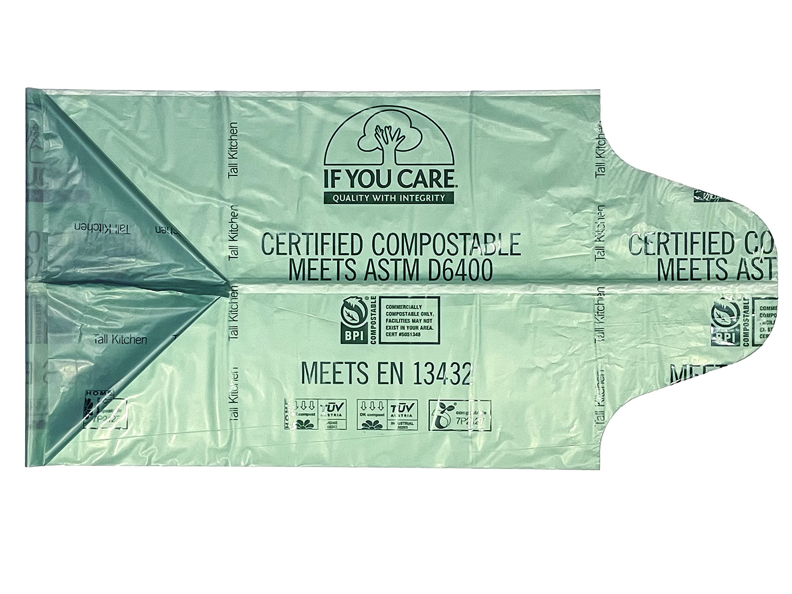 If You Care 13 Gallon Tall Kitchen Trash Bags, 12 Count - Eco-Friendly, Compostable, Strong & Leak-Proof for Home, Office & Commercial Use