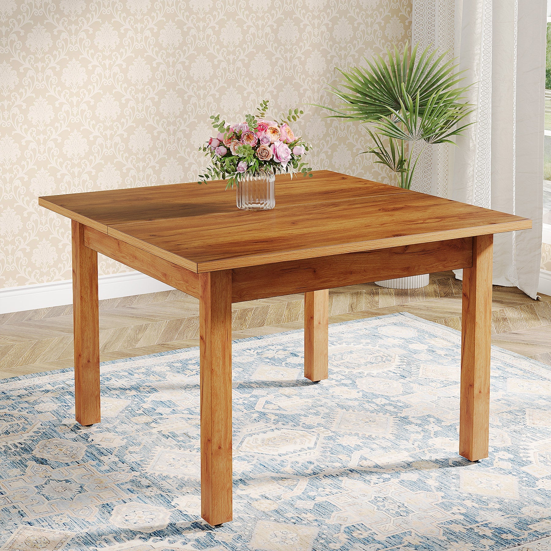 39.4'' Square Solid Wood Dining Table - Rustic Kitchen Table for 4 People - Perfect for Small Spaces, Breakfast Nooks & Cozy Family Meals