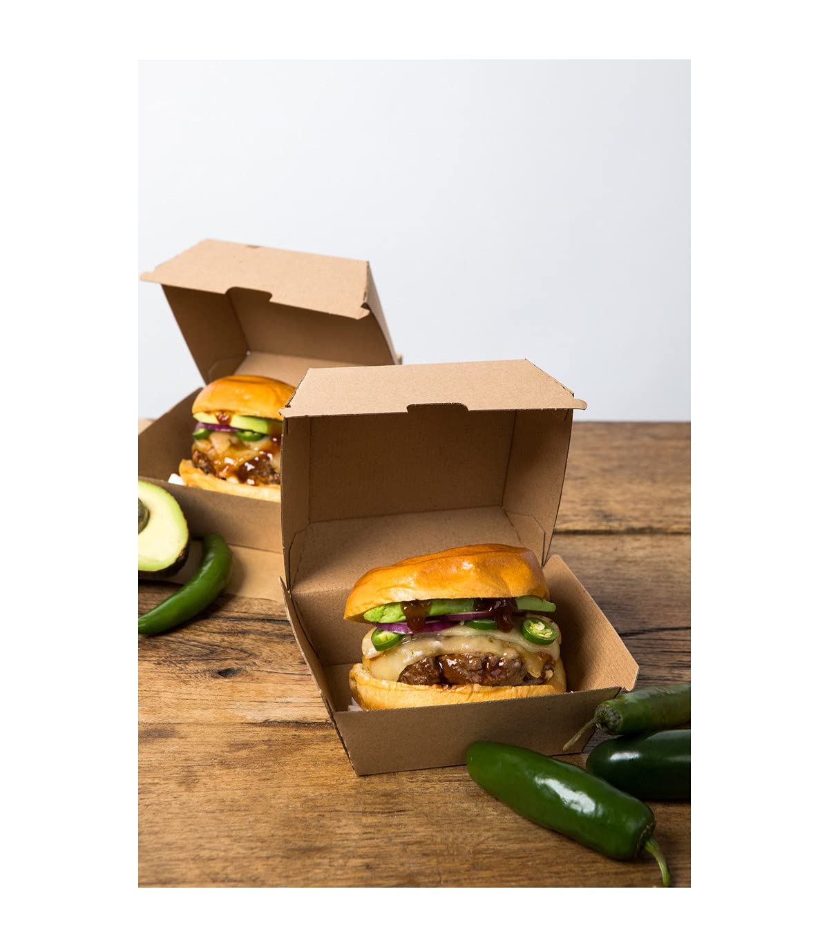 PacknWood 210EATBUK105 16oz Kraft Burger Box - 3.75x3.75x2in Disposable Food Containers (300 pcs) | Eco-Friendly Corrugated Cardboard Takeout Boxes for Burgers, Snacks & Small Gifts | Perfect for Restaurants, Food Trucks, Catering & Party Favors