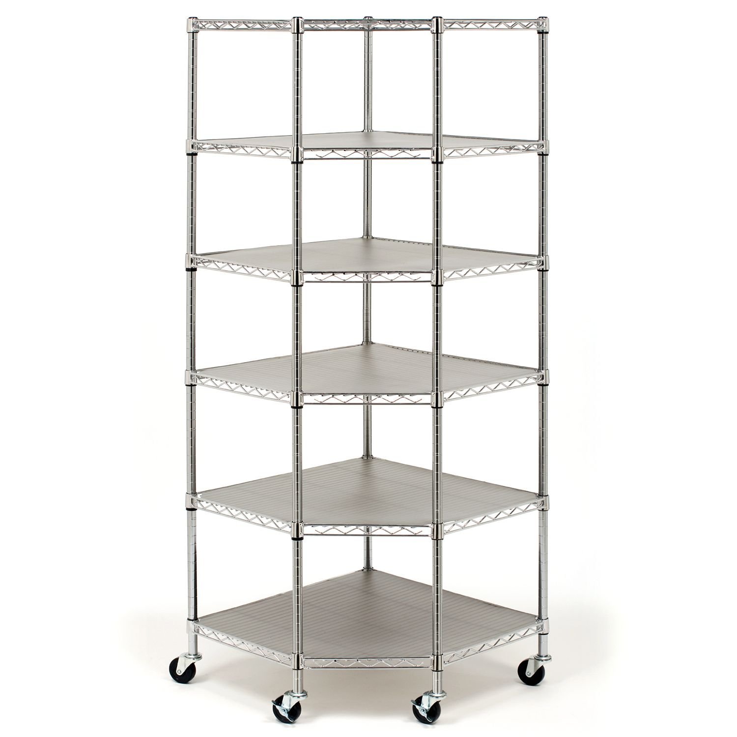 Heavy Duty Steel 6-Tier Corner Shelf for Restaurant - NSF Approved Commercial Food Storage Rack | Perfect for Kitchen, Pantry & Backroom Organization