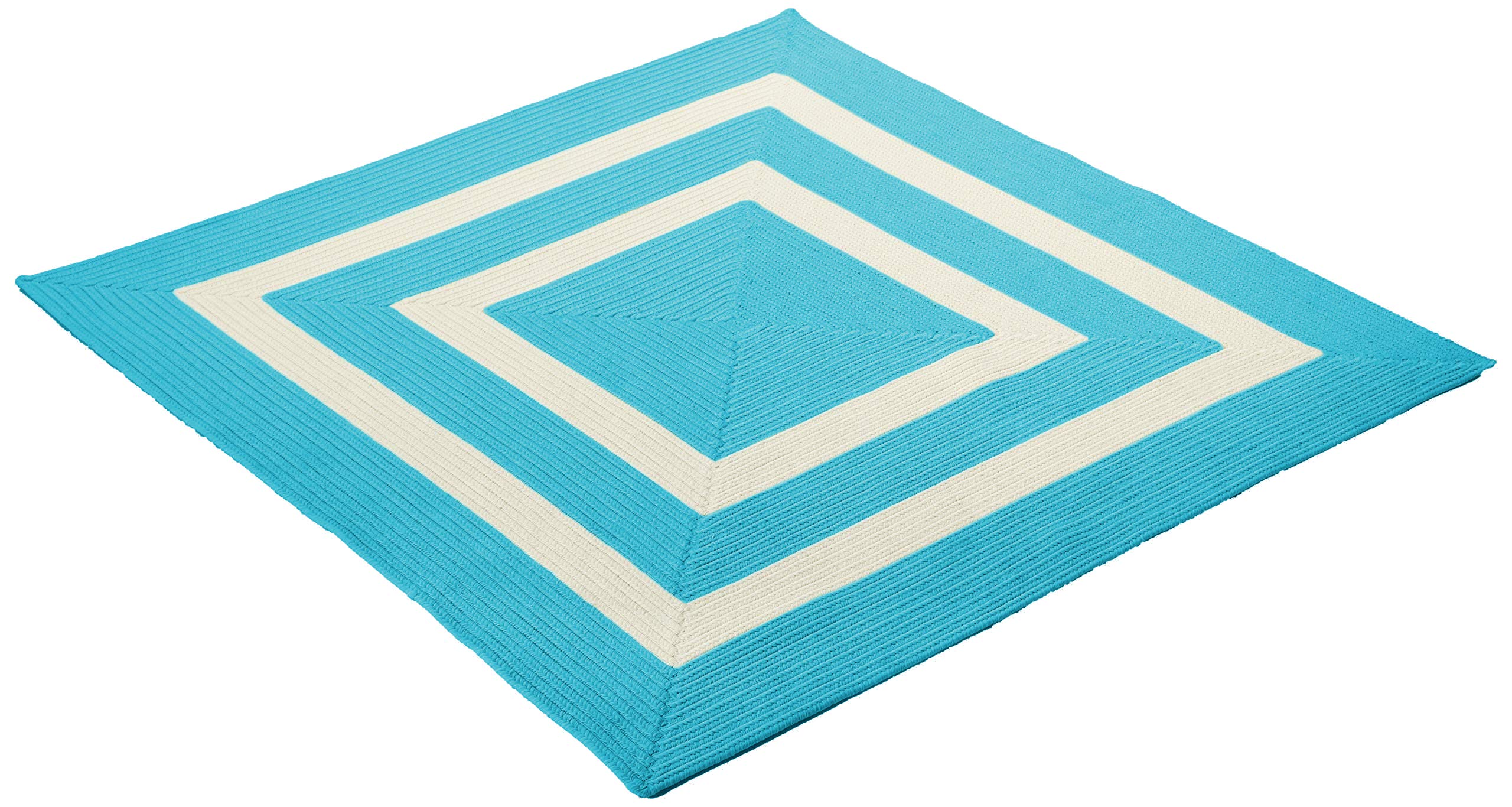 La Playa 6x6 Square Aqua Blue Indoor Outdoor Area Rug - Perfect for Beach House, Patio, Living Room & Bedroom Decor