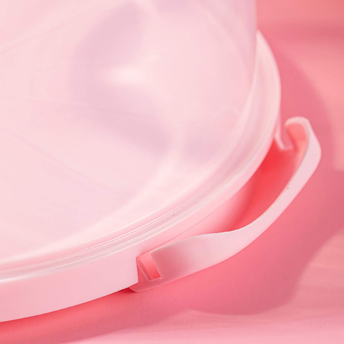 Pink 10-Inch Collapsible Handle Cake Carrier - Plastic Cupcake & Dessert Transport Container for Pies, Cookies, Cakes, Torte - Perfect for Birthday Parties, Bakery Delivery & Picnics