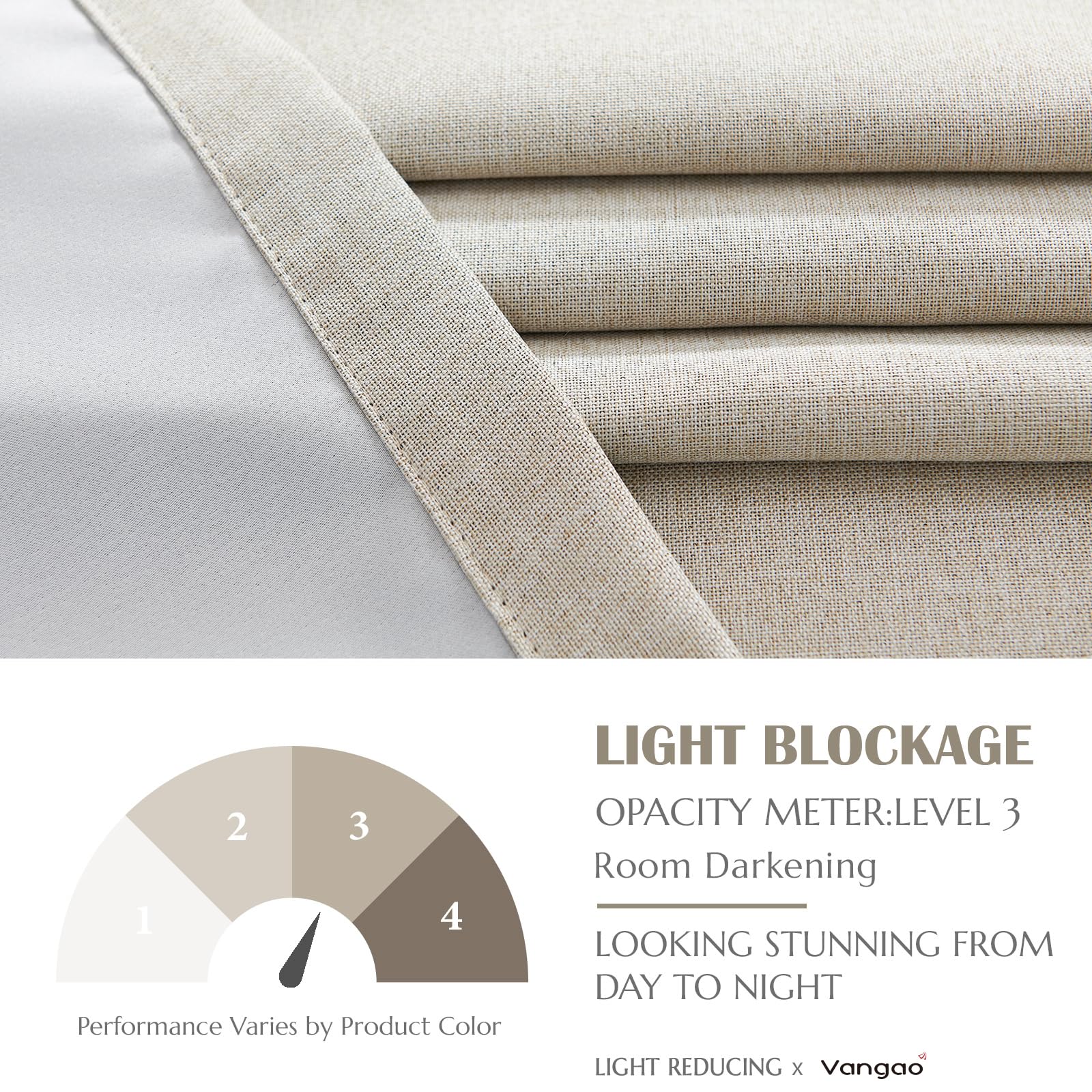 Vangao 84 Inch Blackout Curtains for Bedroom & Living Room - Linen Textured Thermal Insulated Drapes, Grommet Top Window Treatments, Greyish Beige (Set of 2 Panels) - Perfect for Light Control, Privacy & Home Decor
