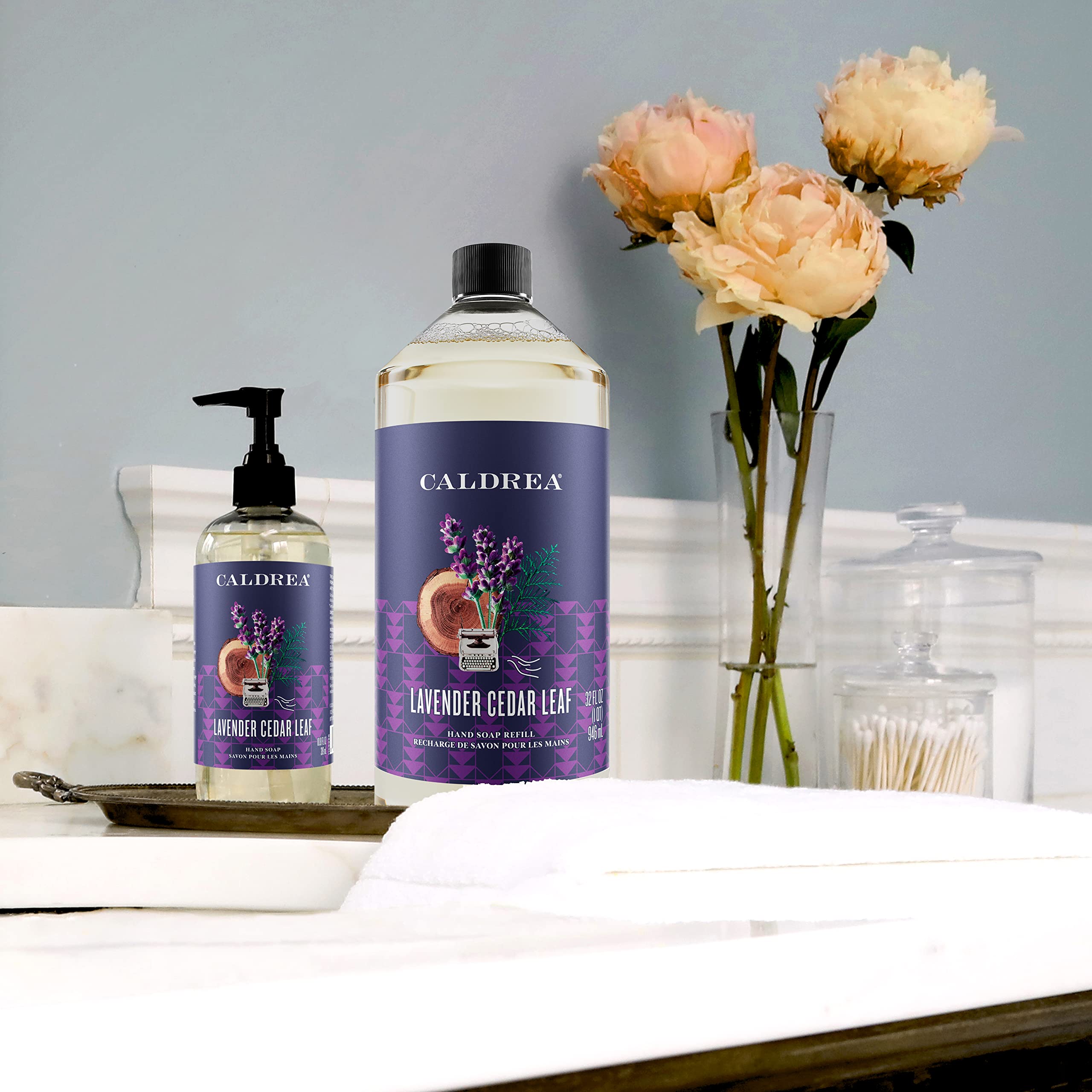 Caldrea Hand Soap Refill 32oz - Aloe Vera & Olive Oil with Lavender Cedar Leaf Essential Oils for Moisturizing & Cleansing | Gentle Hand Wash for Kitchen, Bathroom & Office Use