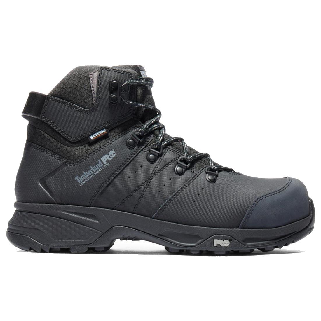 Switchback 6 Inch Composite Toe Waterproof Work Boots for Men - Black Safety Shoes for Construction, Warehouse & Outdoor Work