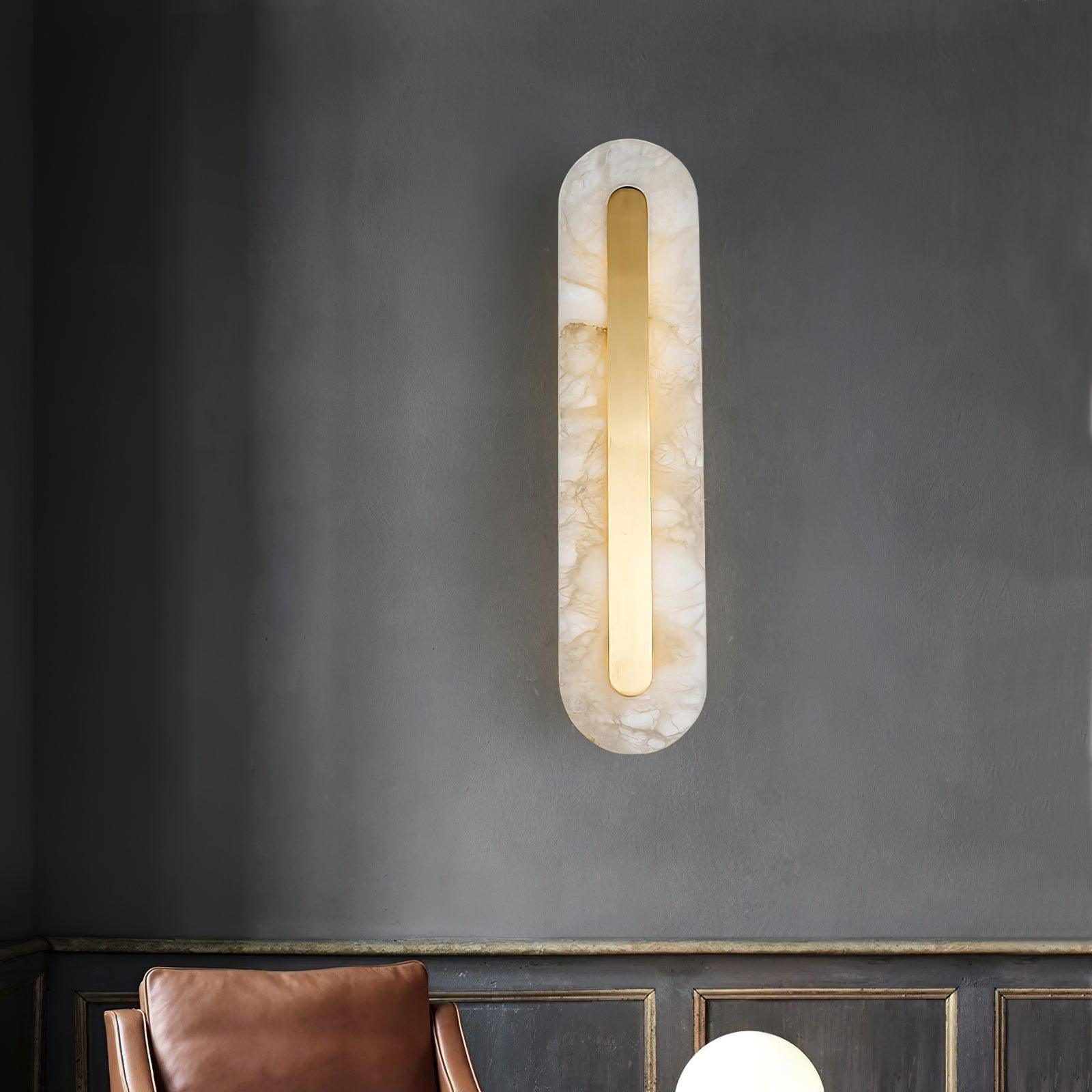 Modern Alabaster Rounded Wall Light Fixture - Elegant Indoor Sconce for Living Room, Bedroom & Hallway Lighting