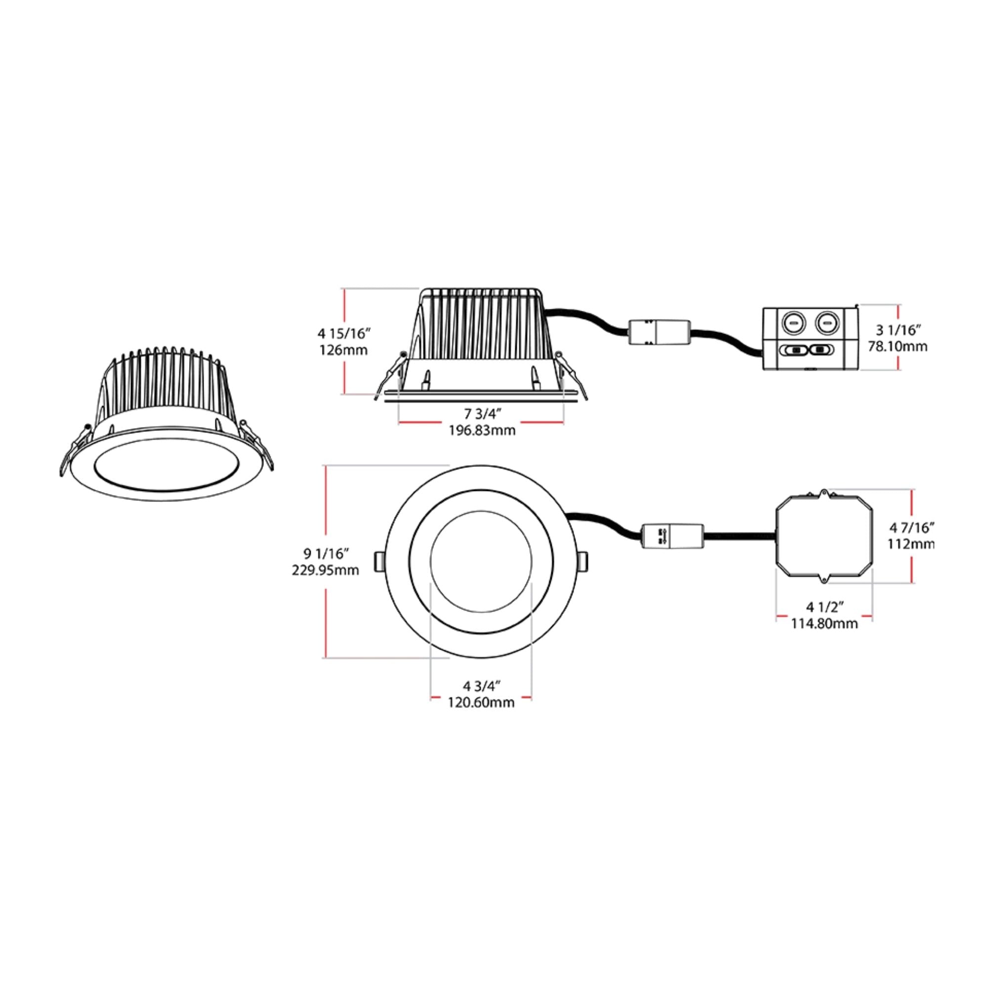 8 Inch Recessed Commercial Downlight - 5000 Lumens, 4 CCT Options, White Finish - Perfect for Offices, Retail Stores & Restaurants Lighting