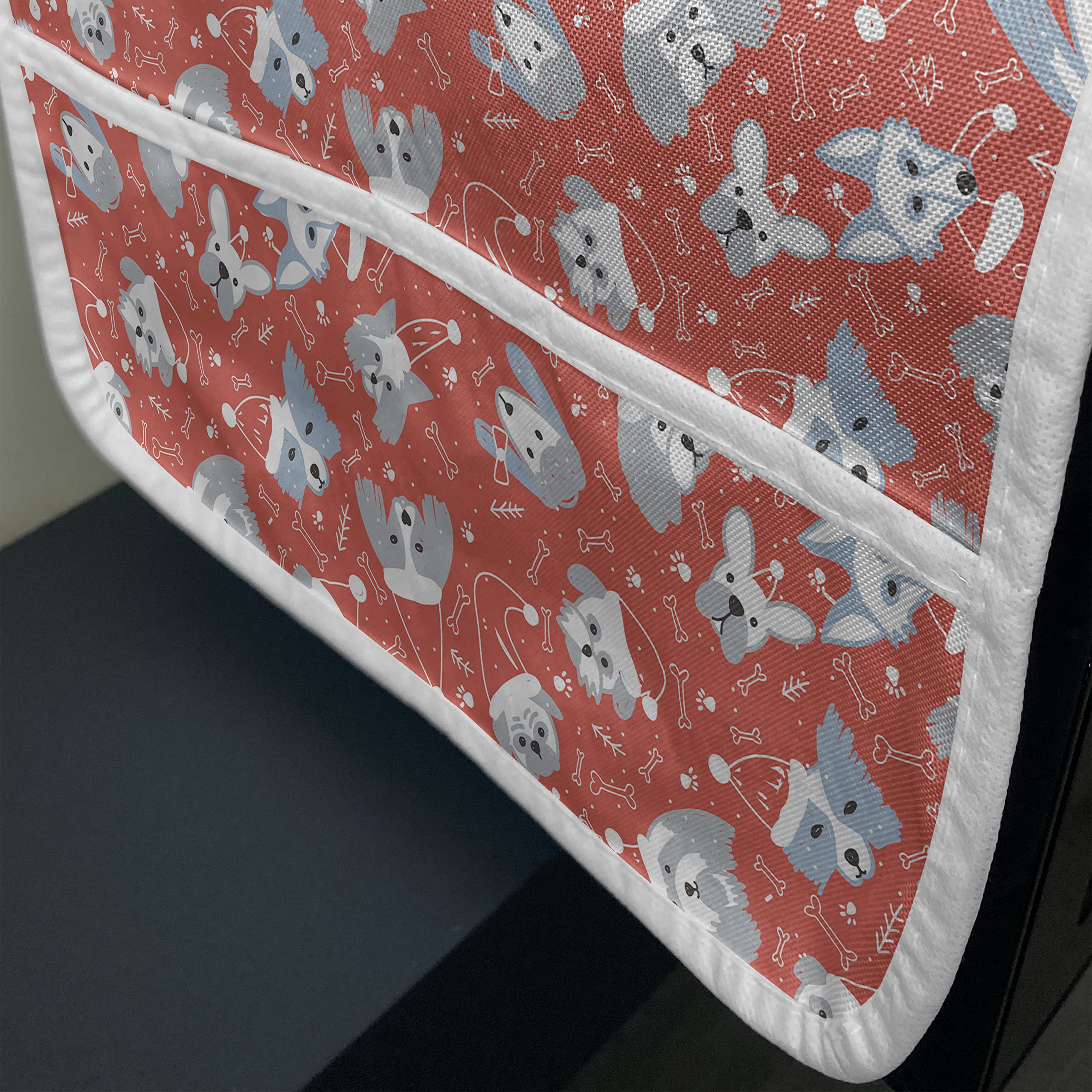 Ambesonne Christmas Dog Microwave Cover - Santa Hat Dog Design, Waterproof Kitchen Organizer with Pockets, 36