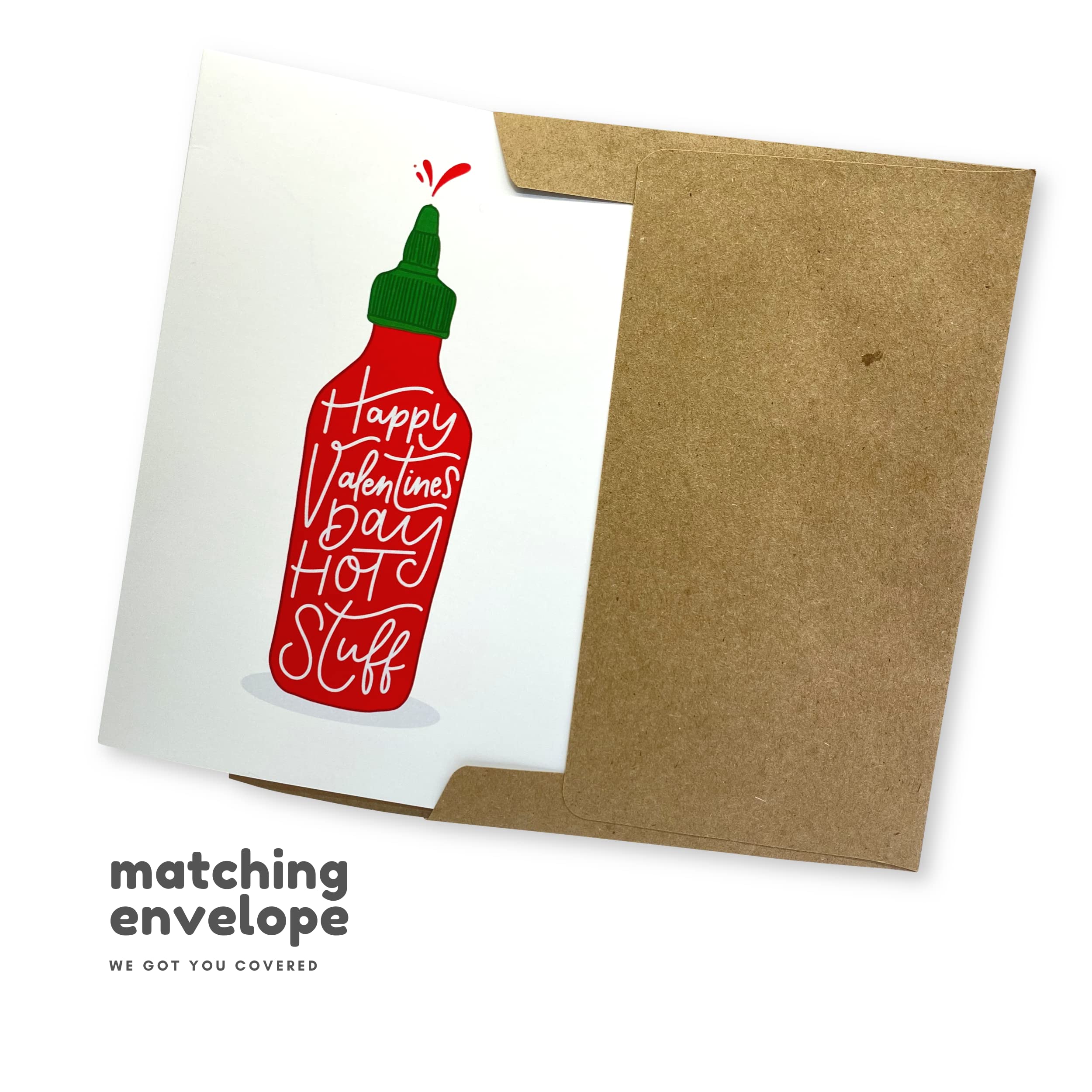 Funny Valentine's Day Card for Him or Her - Hot Sauce Themed Romantic Greeting Card | Perfect for Husband, Wife, Boyfriend or Girlfriend | Great for Valentine's Gifts, Anniversaries & Couples' Humor
