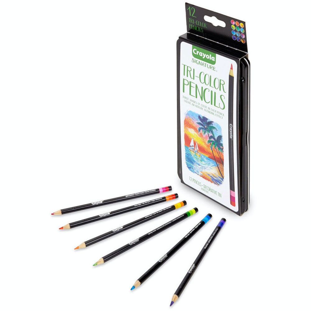 12-Piece Crayola Signature Tri-Color Colored Pencils Set for Kids Ages 9+ | Vibrant Art Supplies for Drawing, Sketching & School Projects